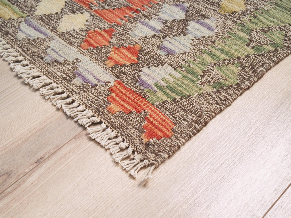 4x6 Ft Red Maimana Kilim Rug - Afghan Flat Weave