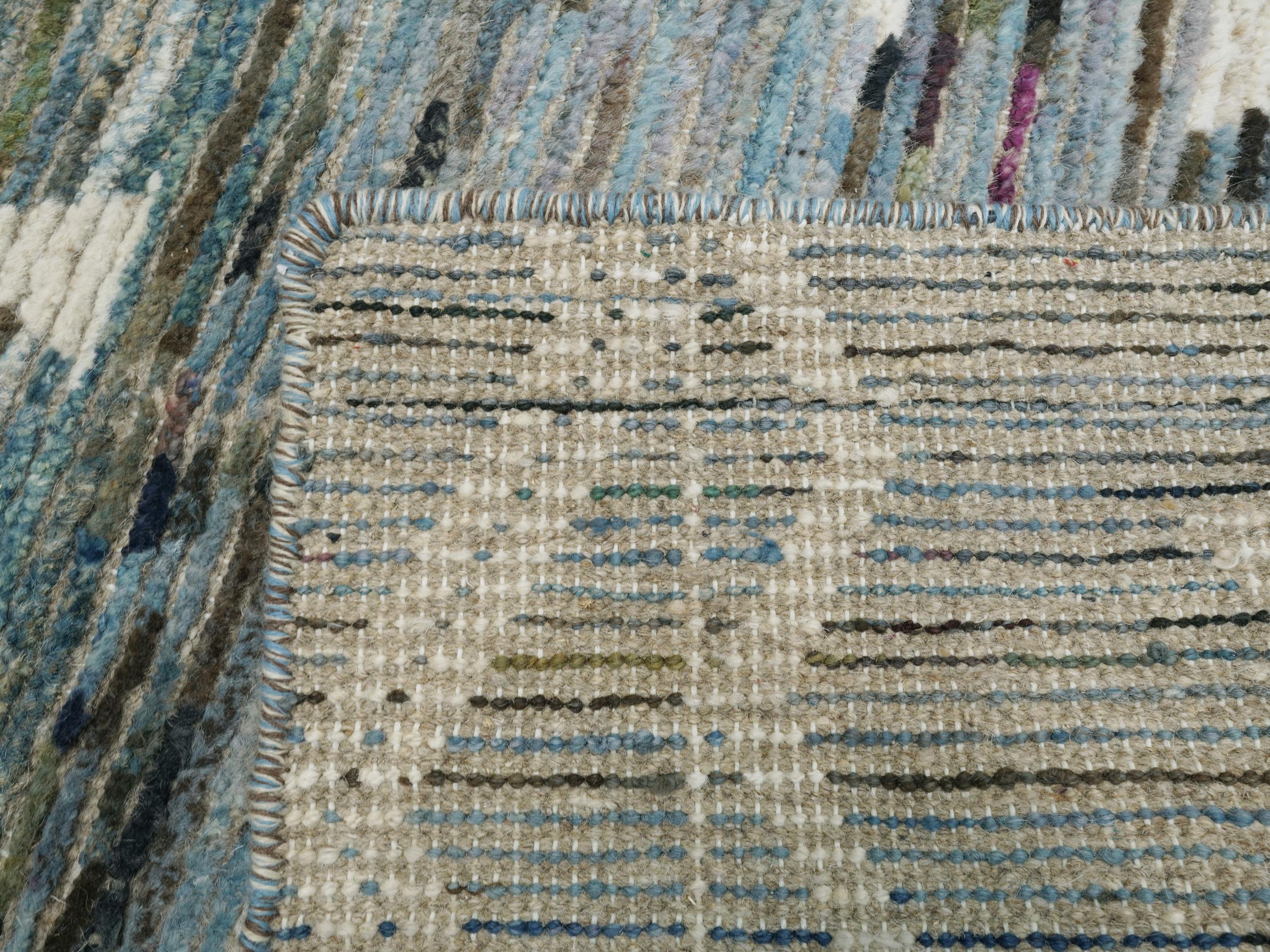 3x5 Ft Blue Moroccan Rug - Hand Knotted Area Rug