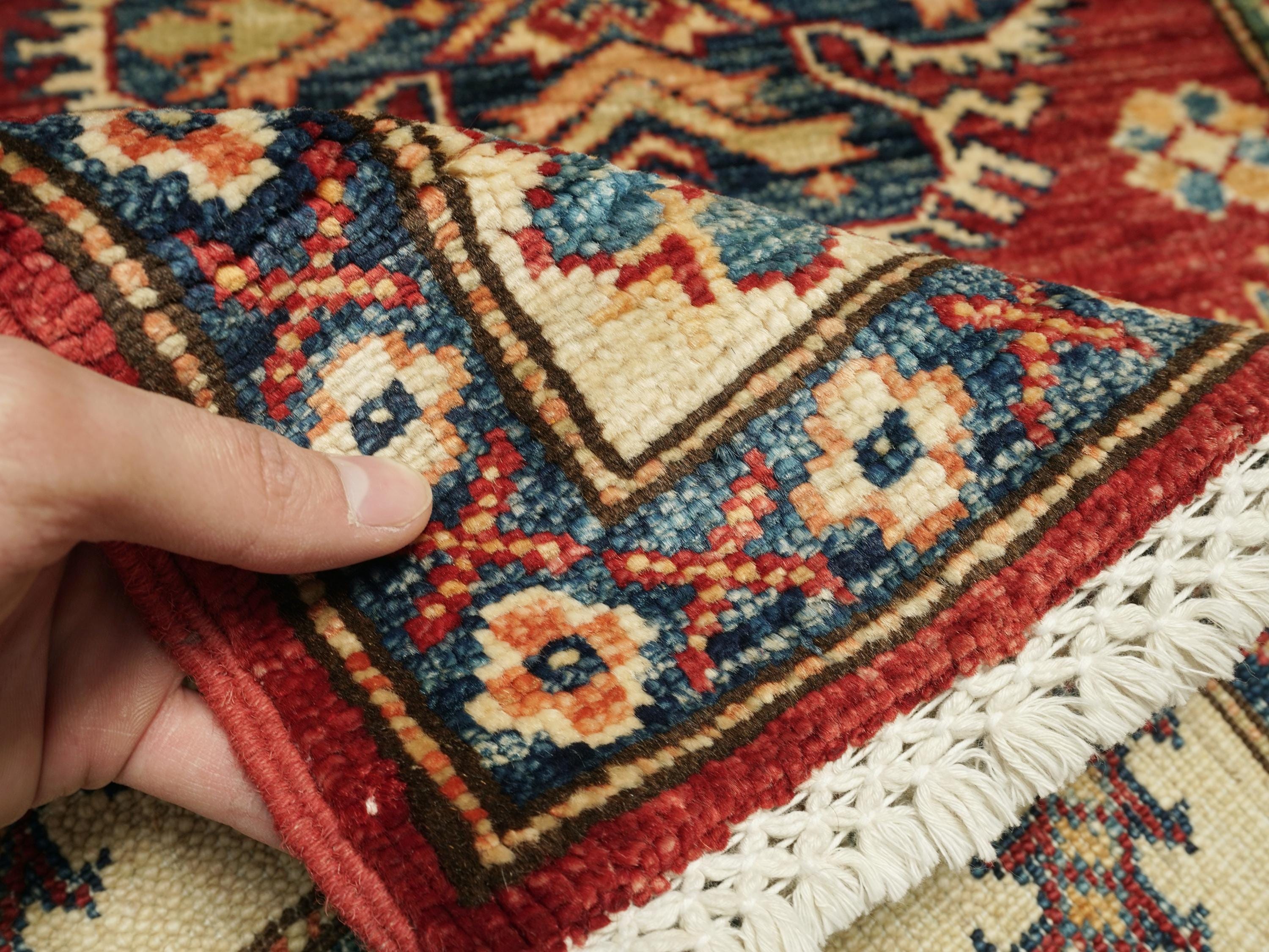 3x4 Ft Red Kazak Rug - Handmade Afghan Wool Rug