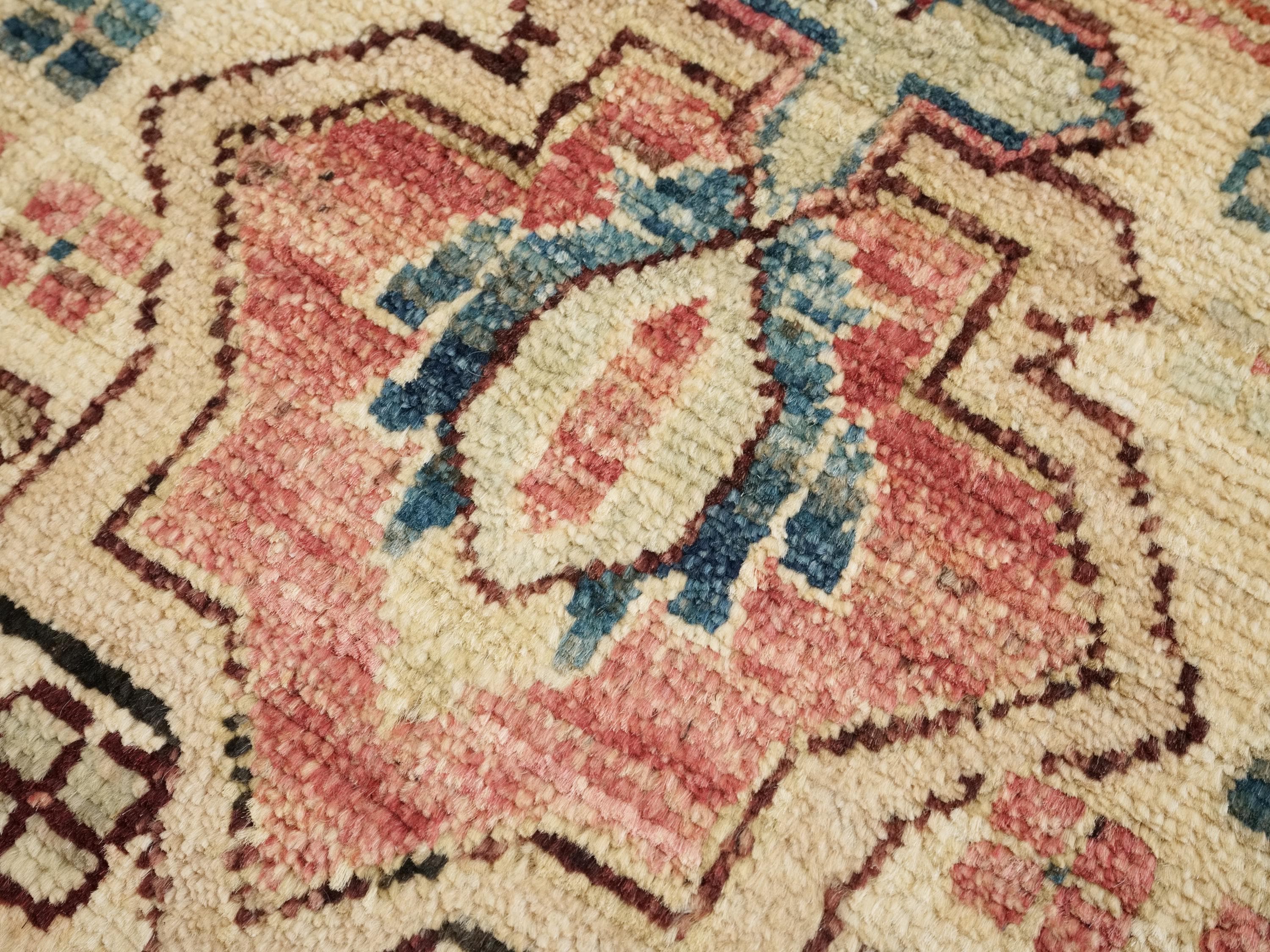 1x2 Ft Hand Knotted Beige Serapi Rug - Ghazni Wool Oriental Rug