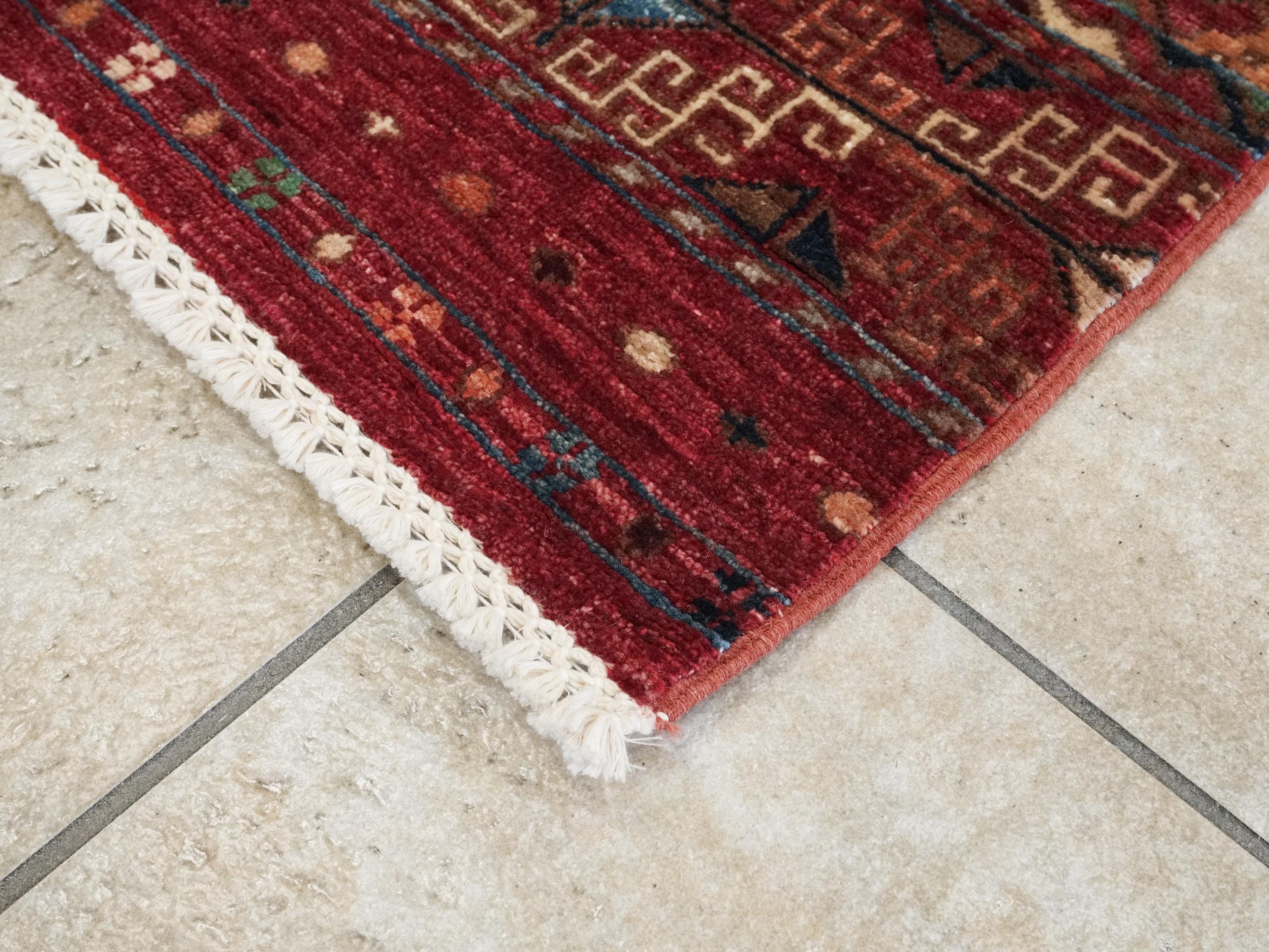 5x7 Ft Red Khorjin Rug - Hand Knotted Wool Tribal Rug
