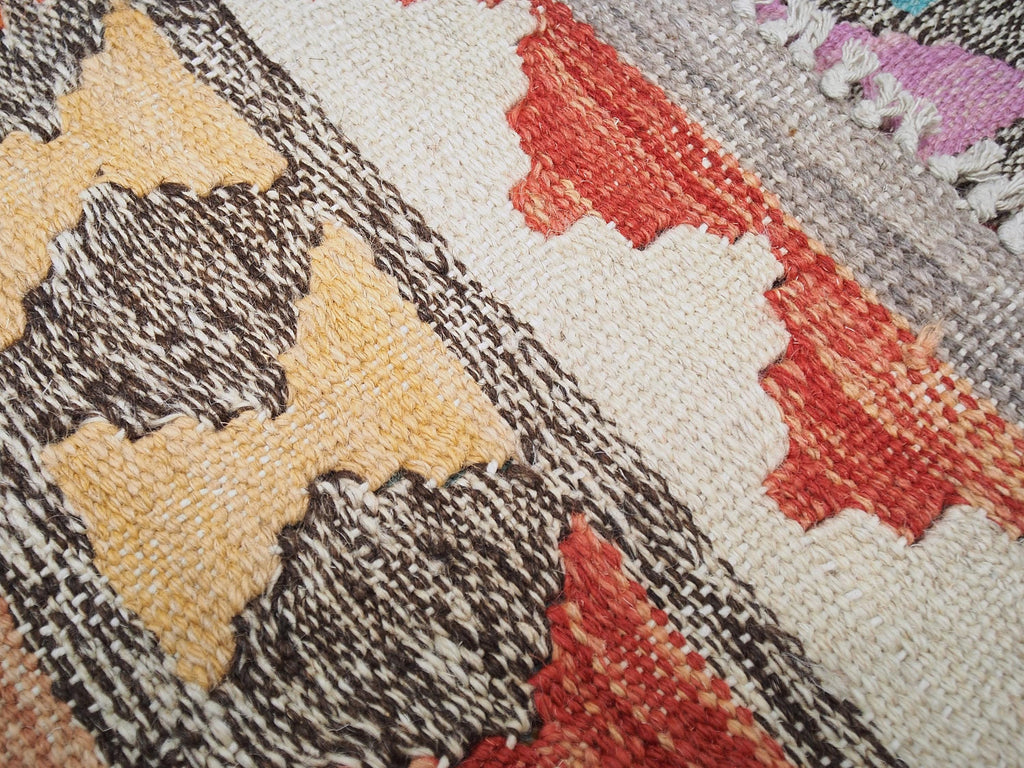 5x6 Ft Orange Tribal Kilim Rug - Flat Weave Wool Rug