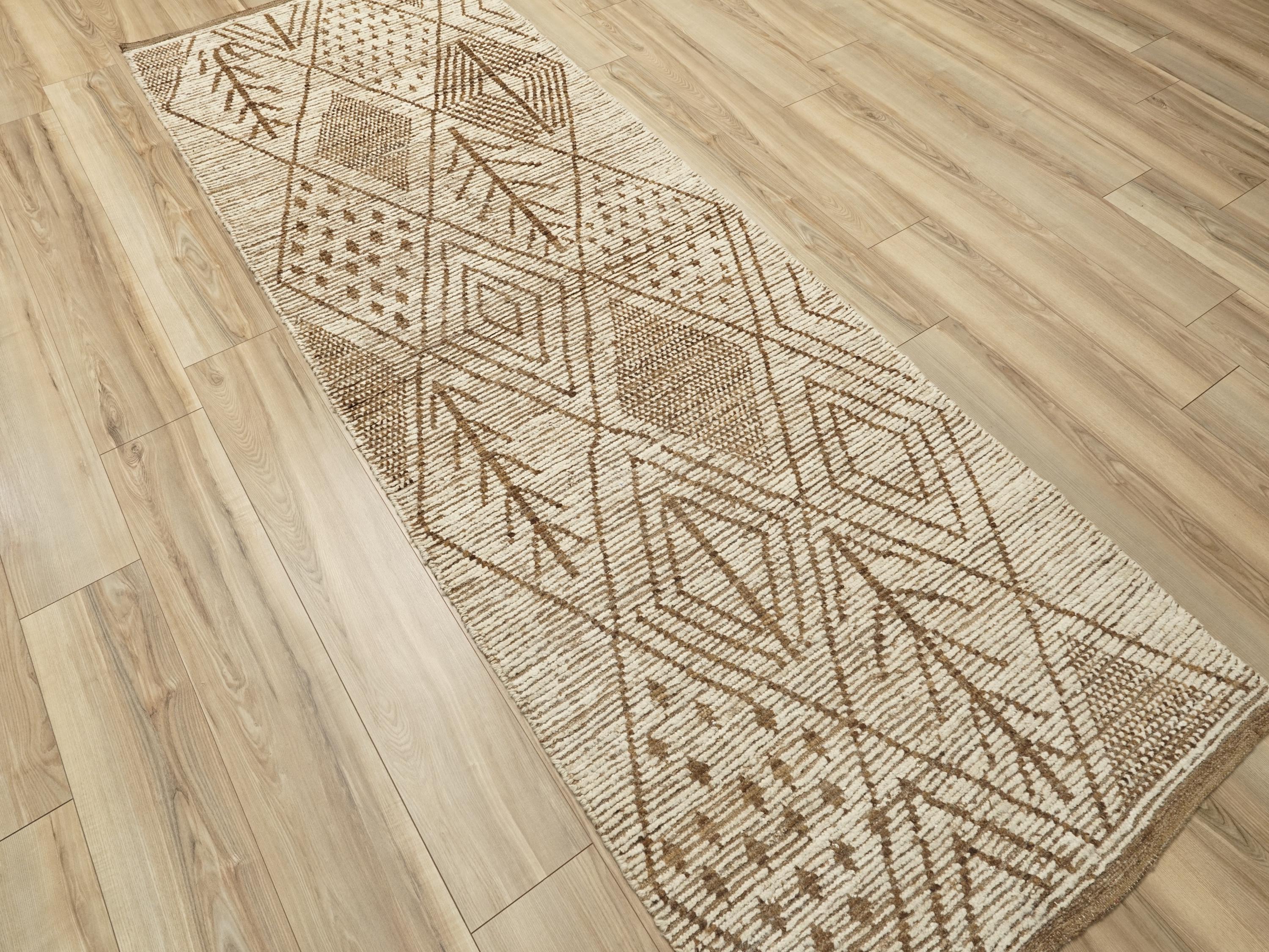 10 Ft Beige Moroccan Runner Rug - Afghan Wool Runner