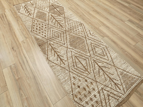10 Ft Beige Moroccan Runner Rug - Afghan Wool Runner