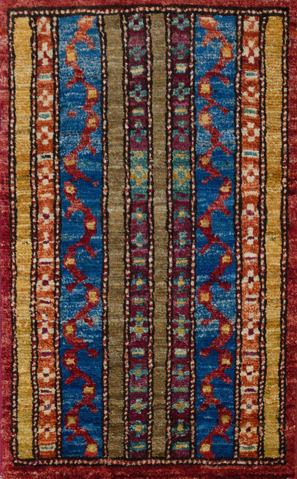 1x2 Ft Blue Khorjin Rug - Wool Accent Rug