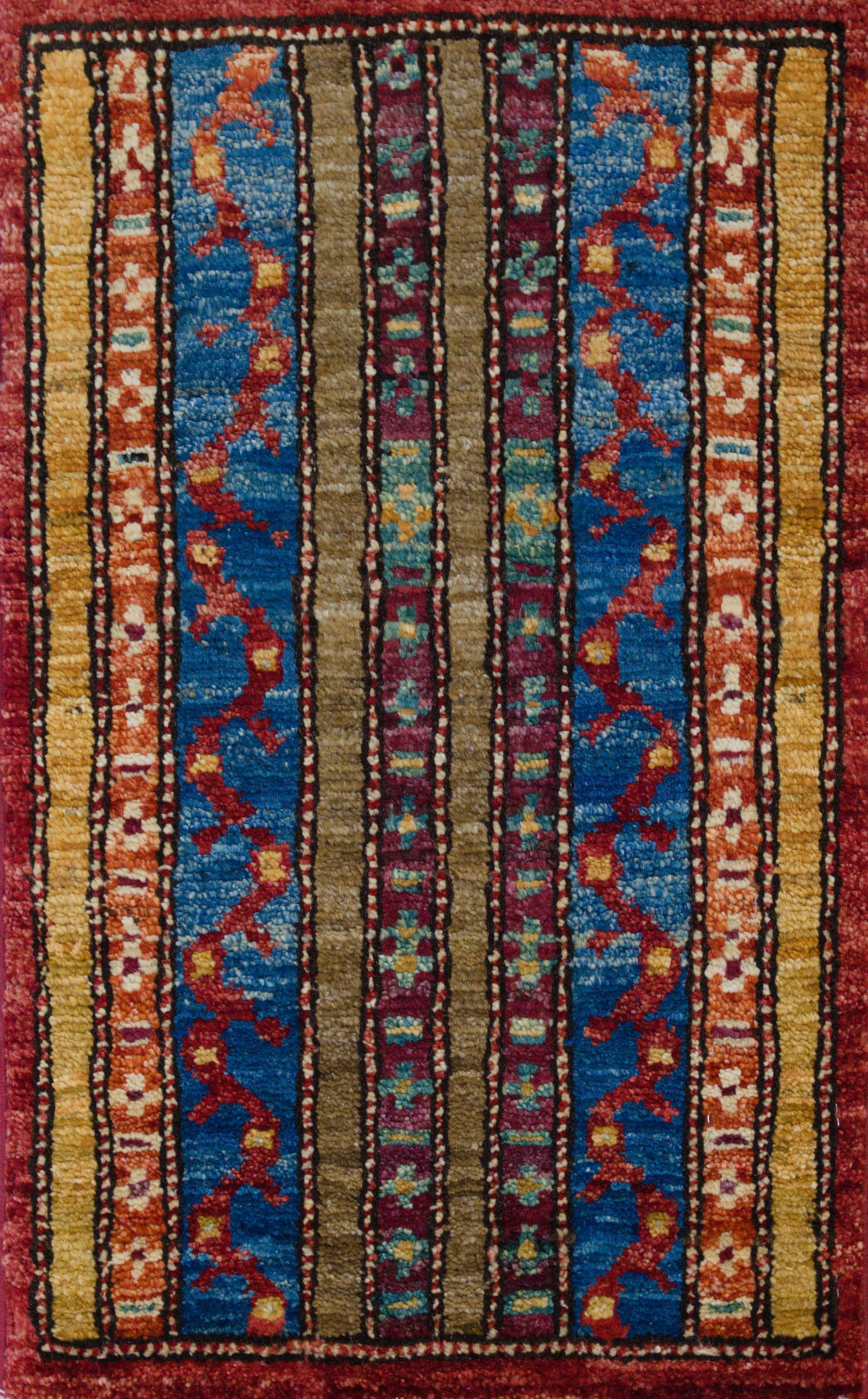 1x2 Ft Blue Khorjin Rug - Wool Accent Rug