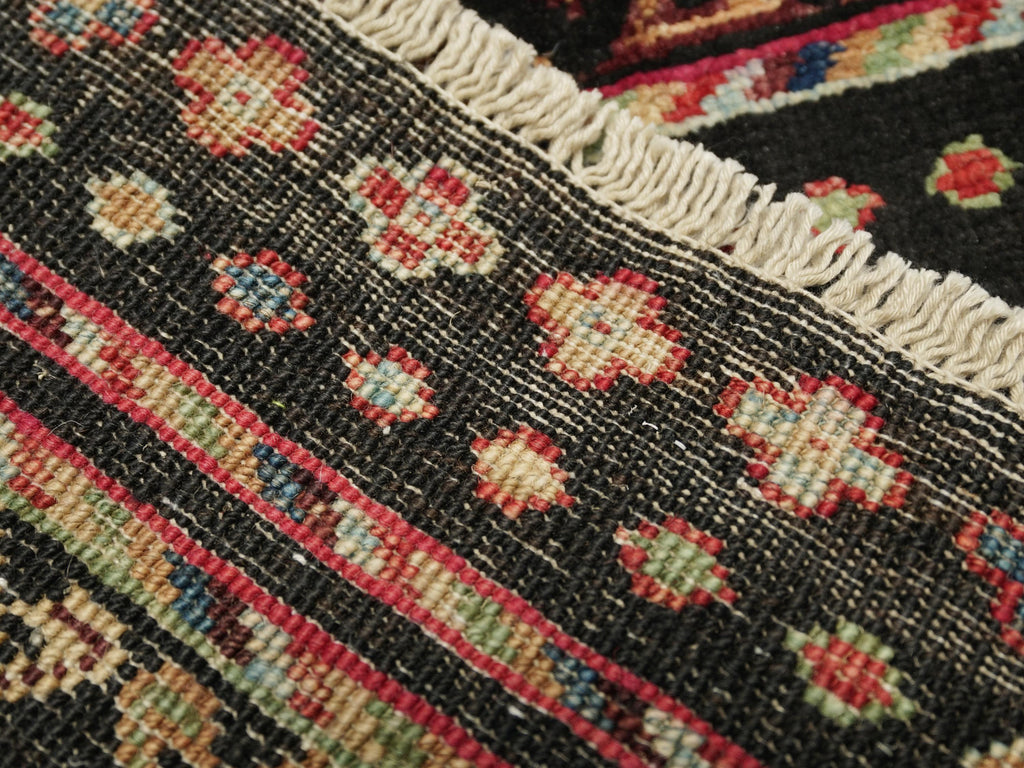 2x3 Ft Black Khorjin Rug - Afghan Handmade Area Rug