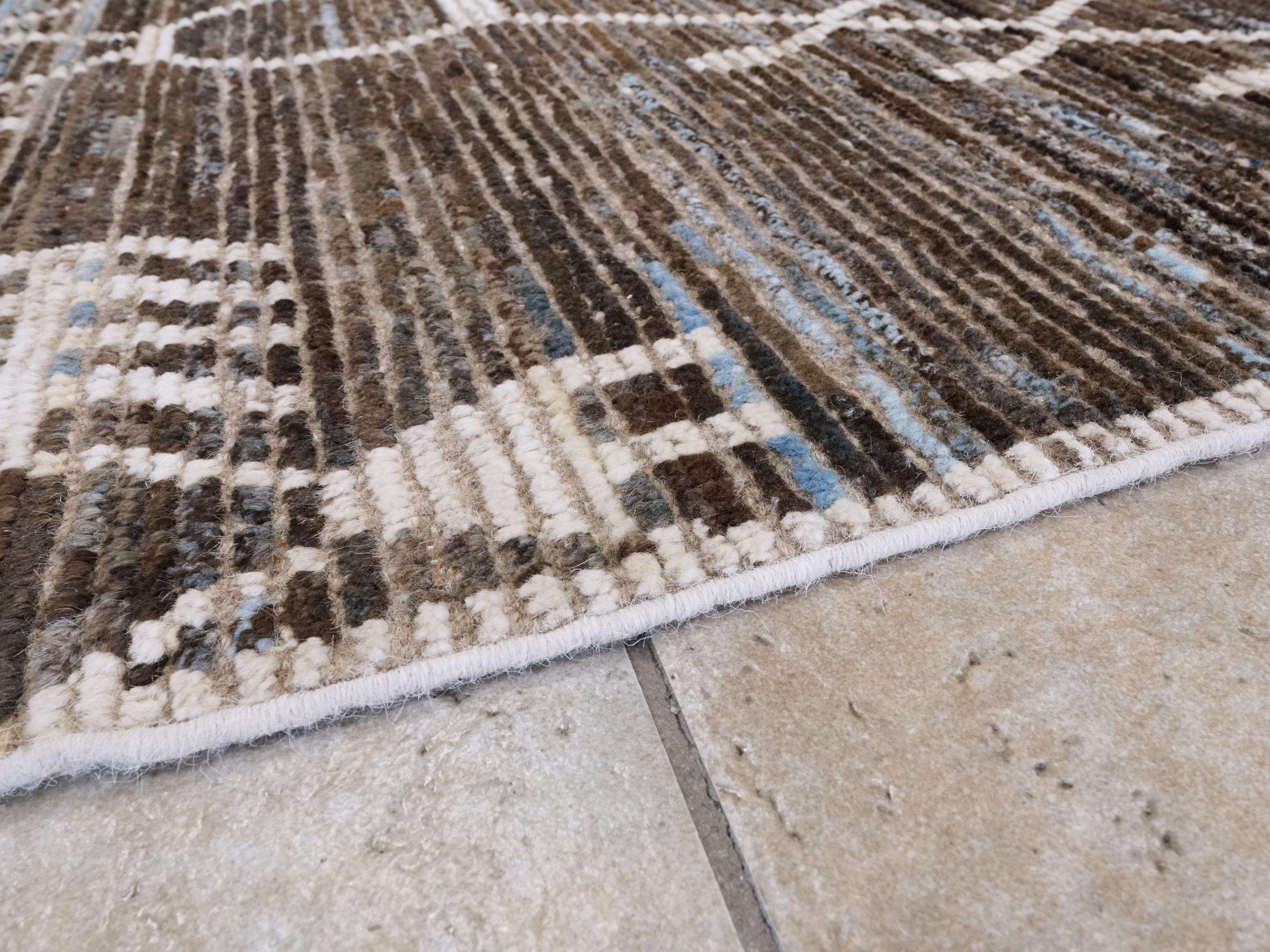 10x14 Ft Blue & Brown Moroccan Rug - Afghan Handmade Wool Rug