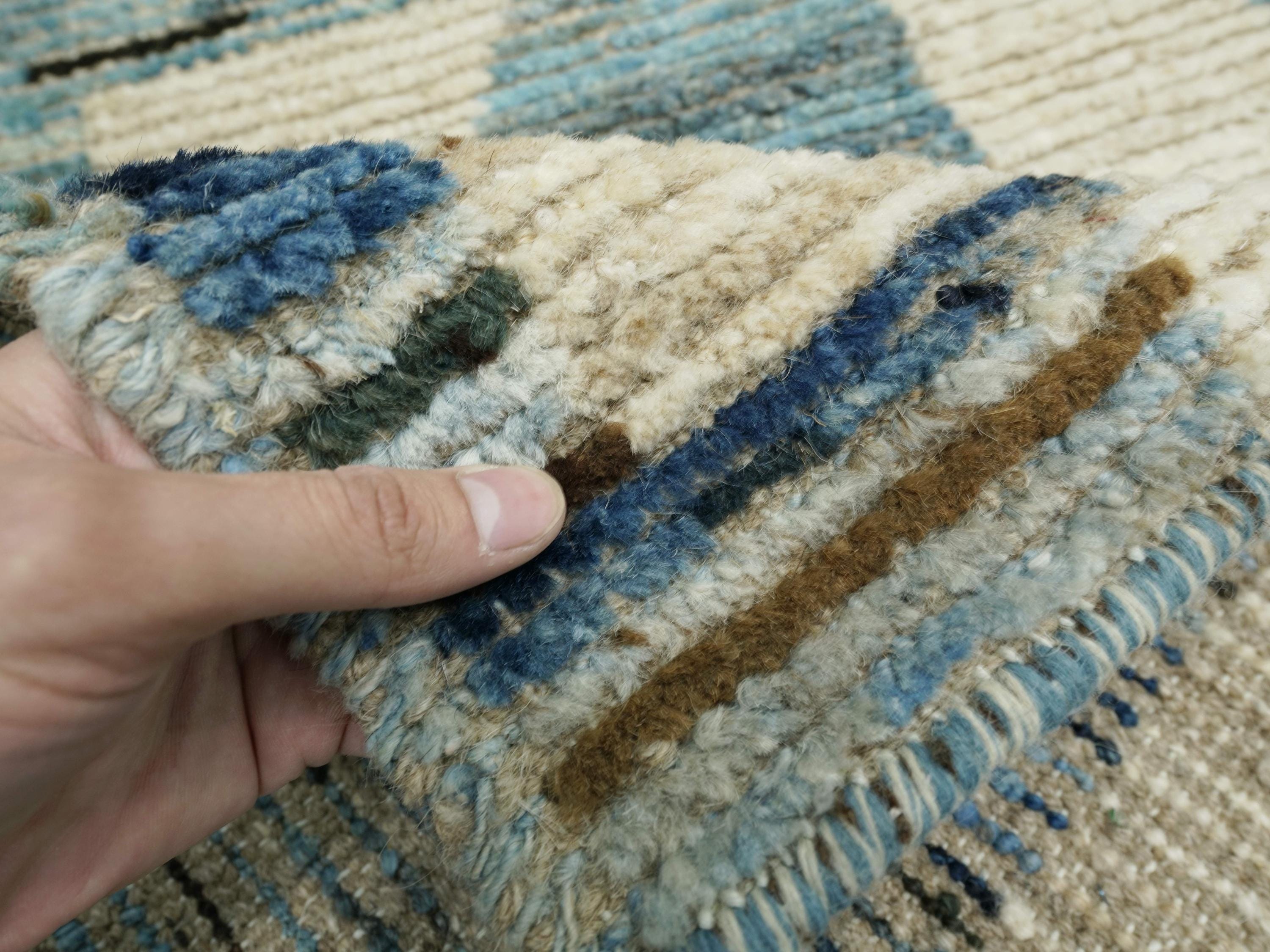 3x5 Ft Blue Moroccan Rug - Hand Knotted Area Rug