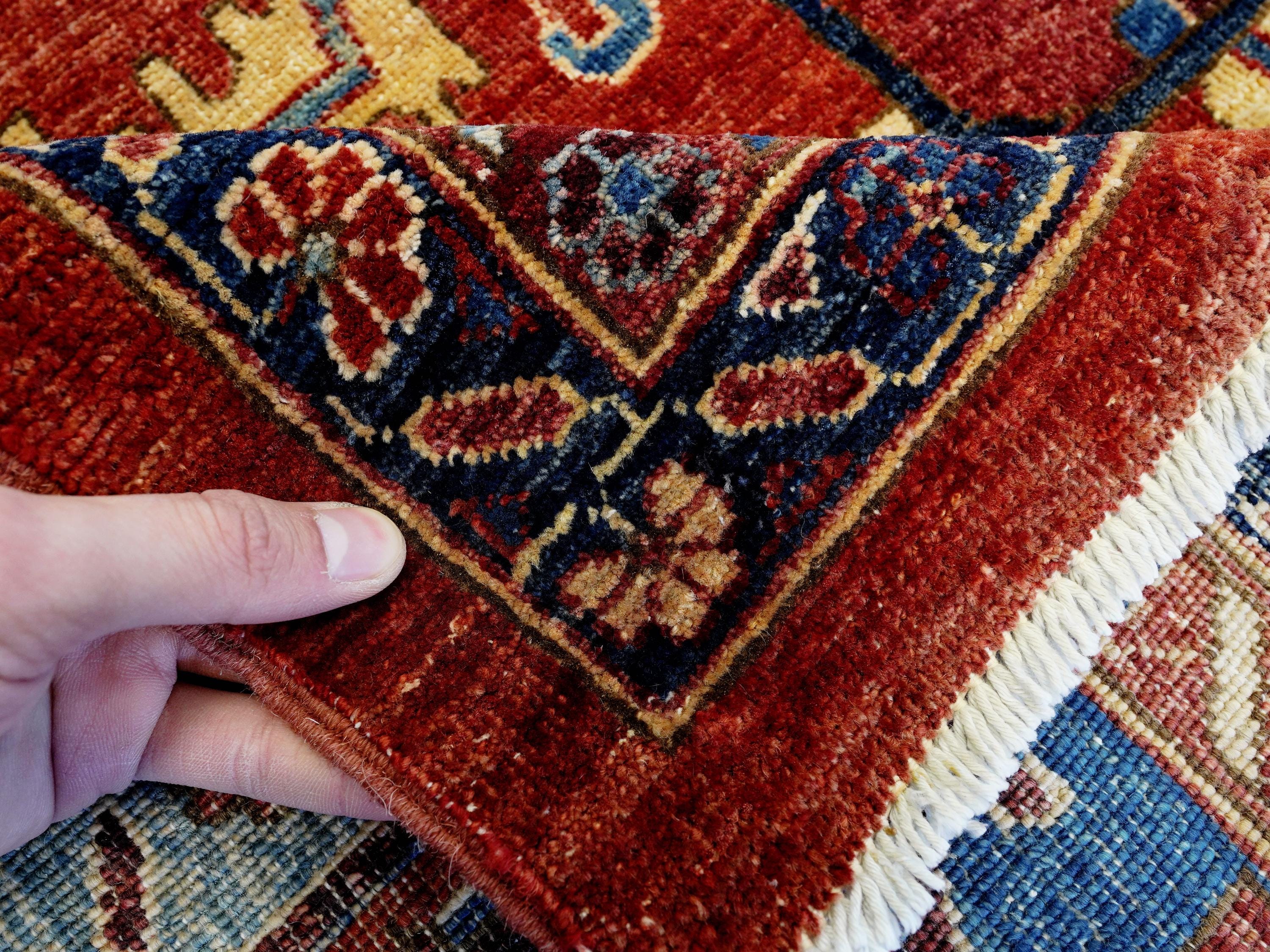 9x12 Ft Red & Blue Serapi Rug - Hand Knotted Antique Rug - Persian Design