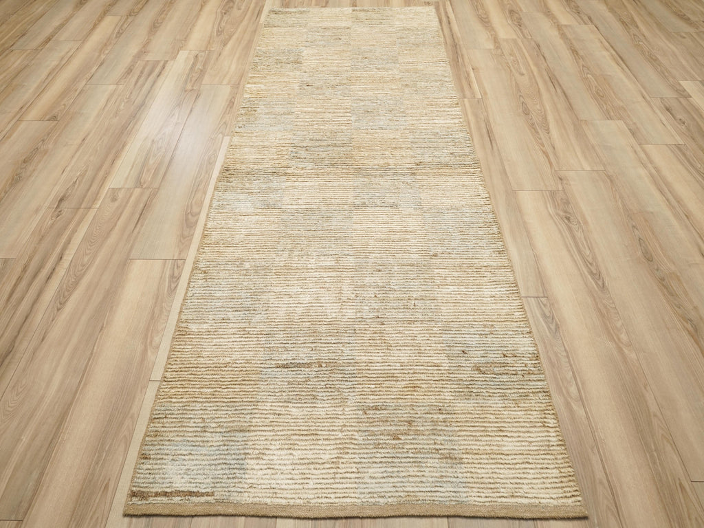 10 Ft Handmade Beige Moroccan Runner Rug - Afghan Wool Rug