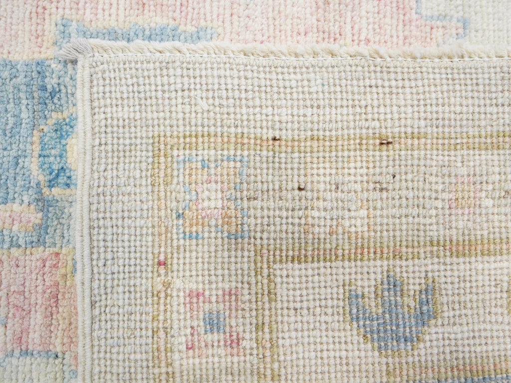 12x15 Ft Muted Ushak Rug - Traditional Wool Area Rug - White & Blue Turkish design