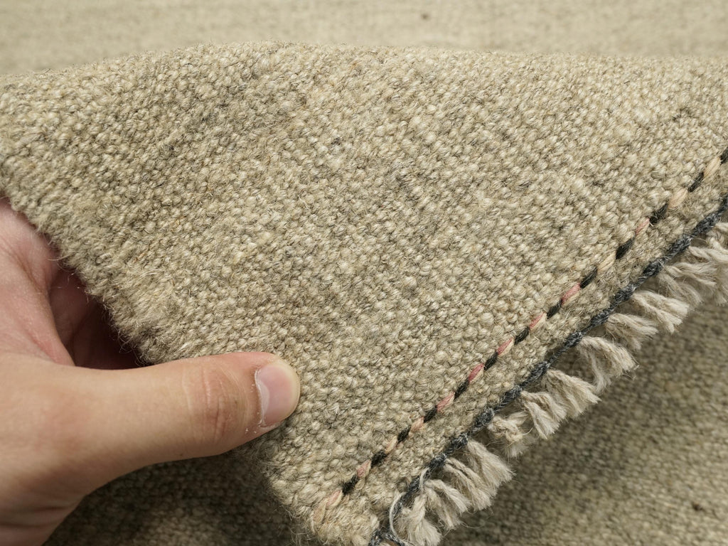 10 Ft Handmade Beige Kilim Runner Rug - Afghan Wool Hallway Rug