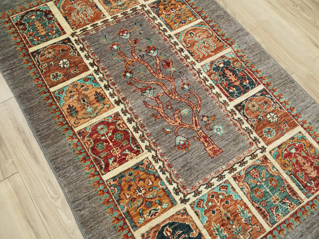 3x5 Ft Gray Gabbeh Rug - Afghan Wool Oriental Rug