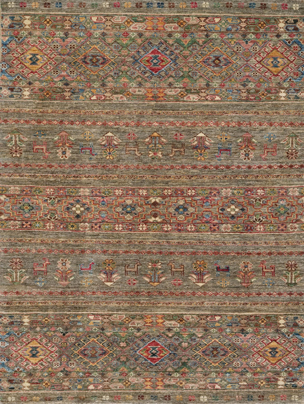 3x5 Ft Hand Knotted Brown Khorjin Rug - Oriental Area Rug