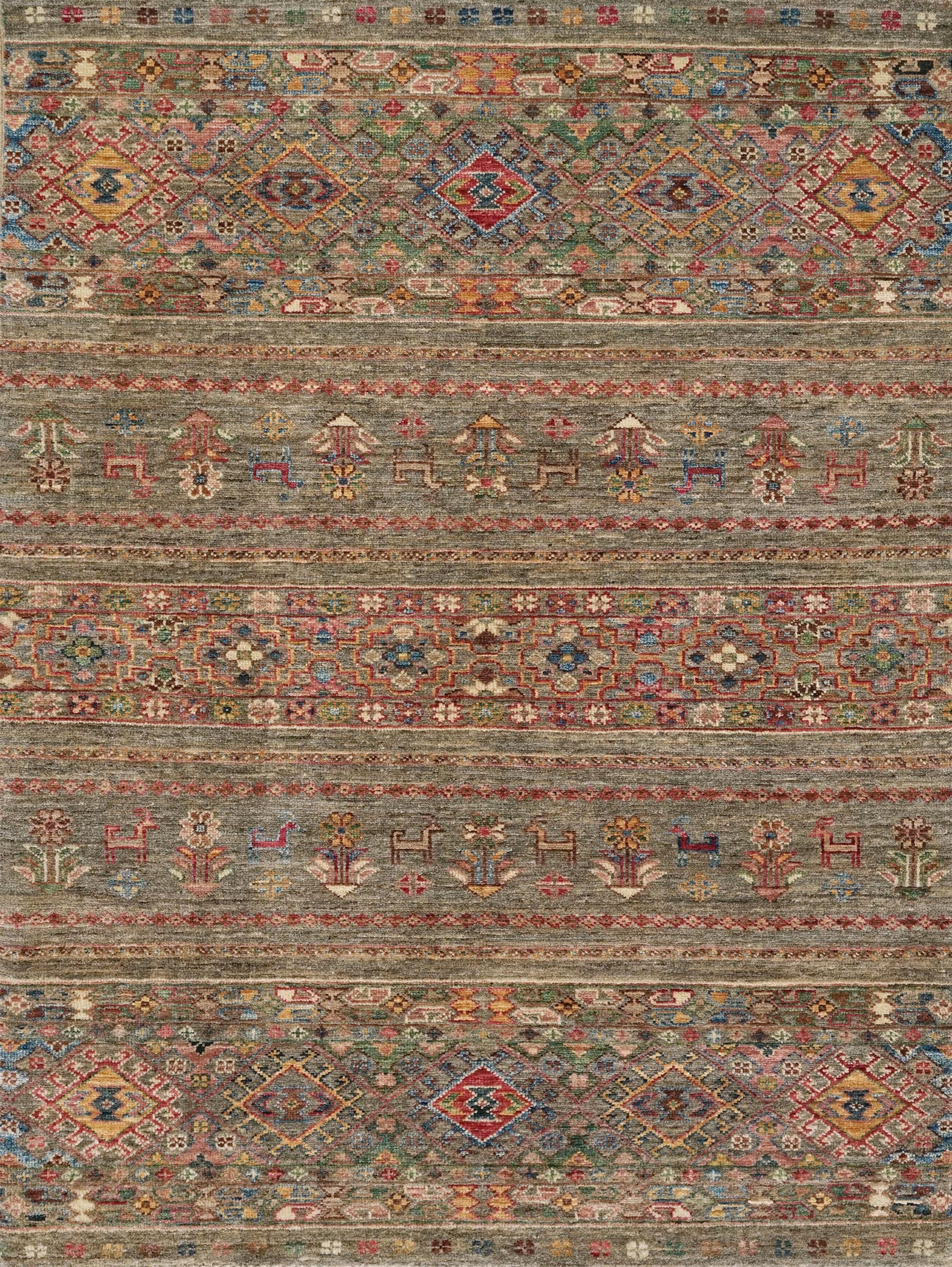 3x5 Ft Hand Knotted Brown Khorjin Rug - Oriental Area Rug