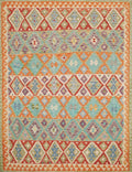6x8 Ft Orange Kilim Rug - Traditional Flatweave