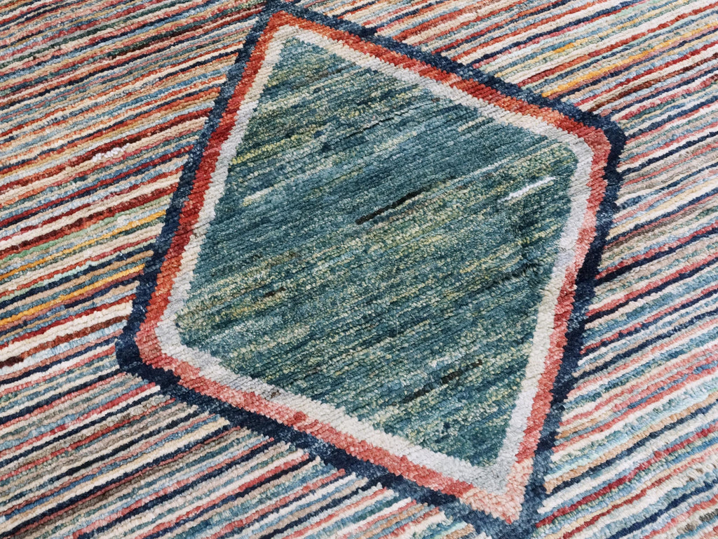 7x10 Multicolor Gabbeh Rug - Afghan Wool Area Rug - Contemporary Design