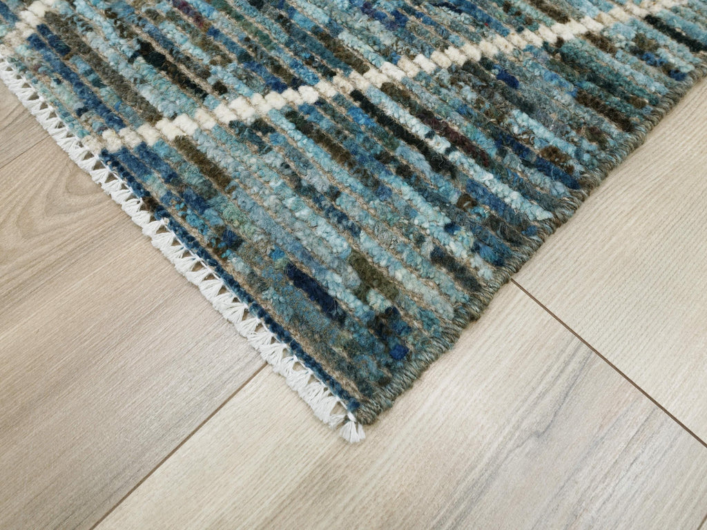 3x5 Ft Blue Moroccan Rug - Hand Knotted Afghan Rug