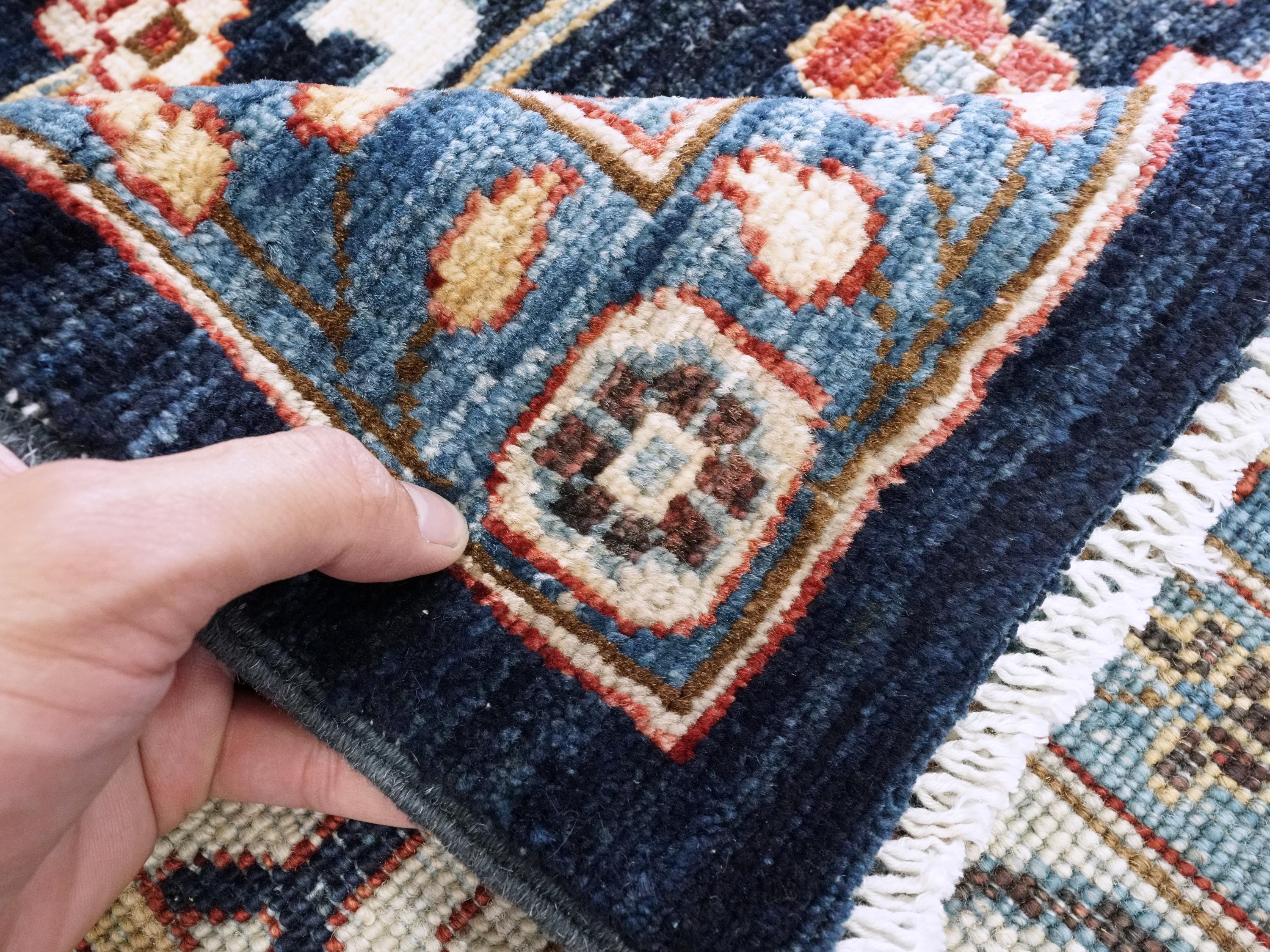 9x12 Ft Blue & Beige Serapi Rug - Hand Knotted Area Rug - Persian Design