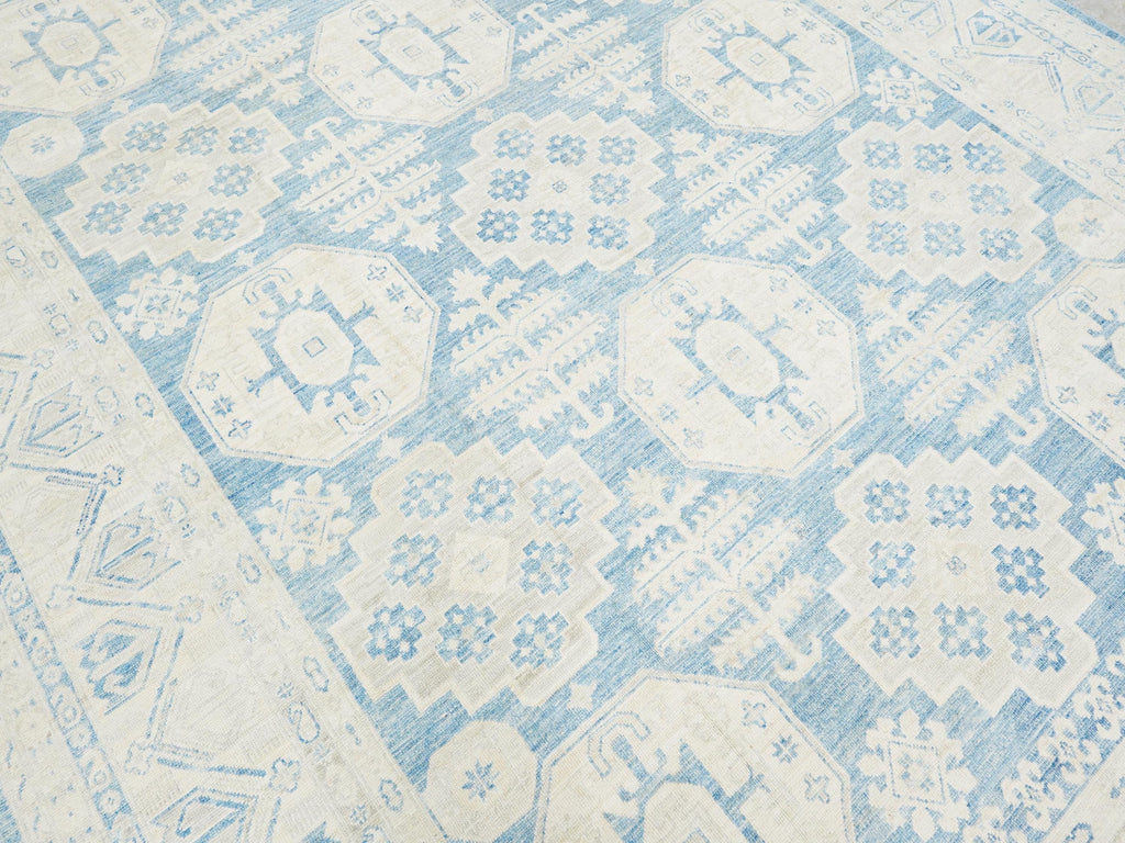 10x14 Ft Muted Blue Ushak Rug - Hand Knotted Wool Area Rug