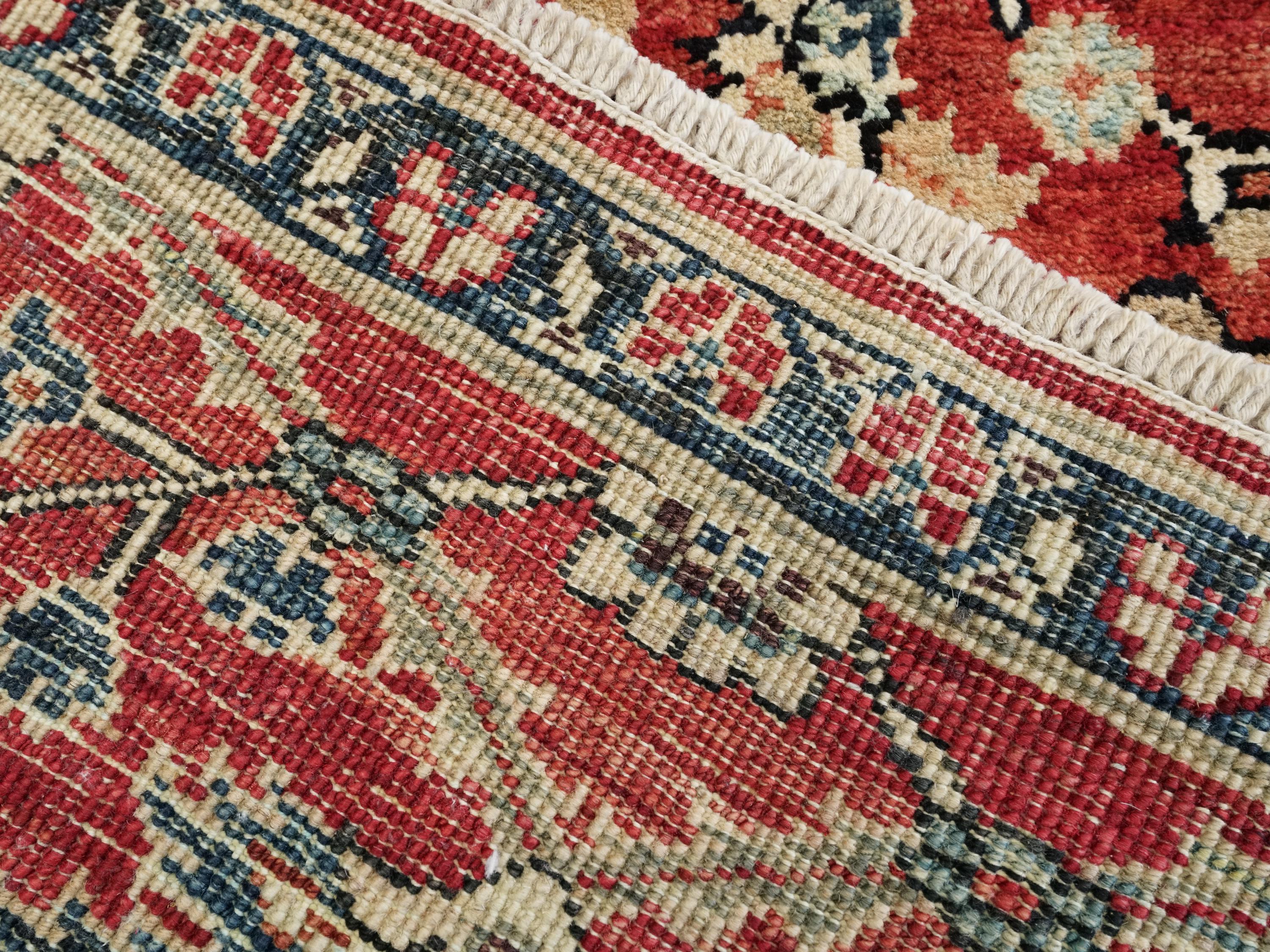 2x3 Ft Handmade Afghan Serapi Rug - Red Oriental Ghazni Wool Doormat