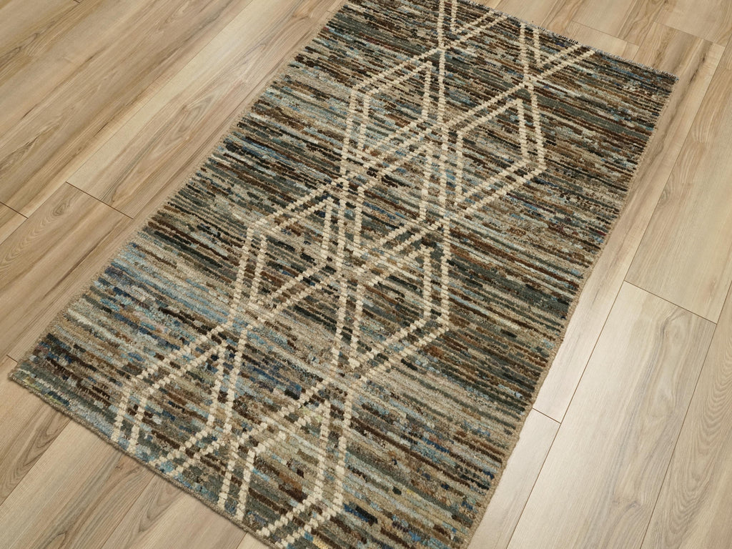 3x5 Ft Blue Moroccan Rug - Hand Knotted Area Rug
