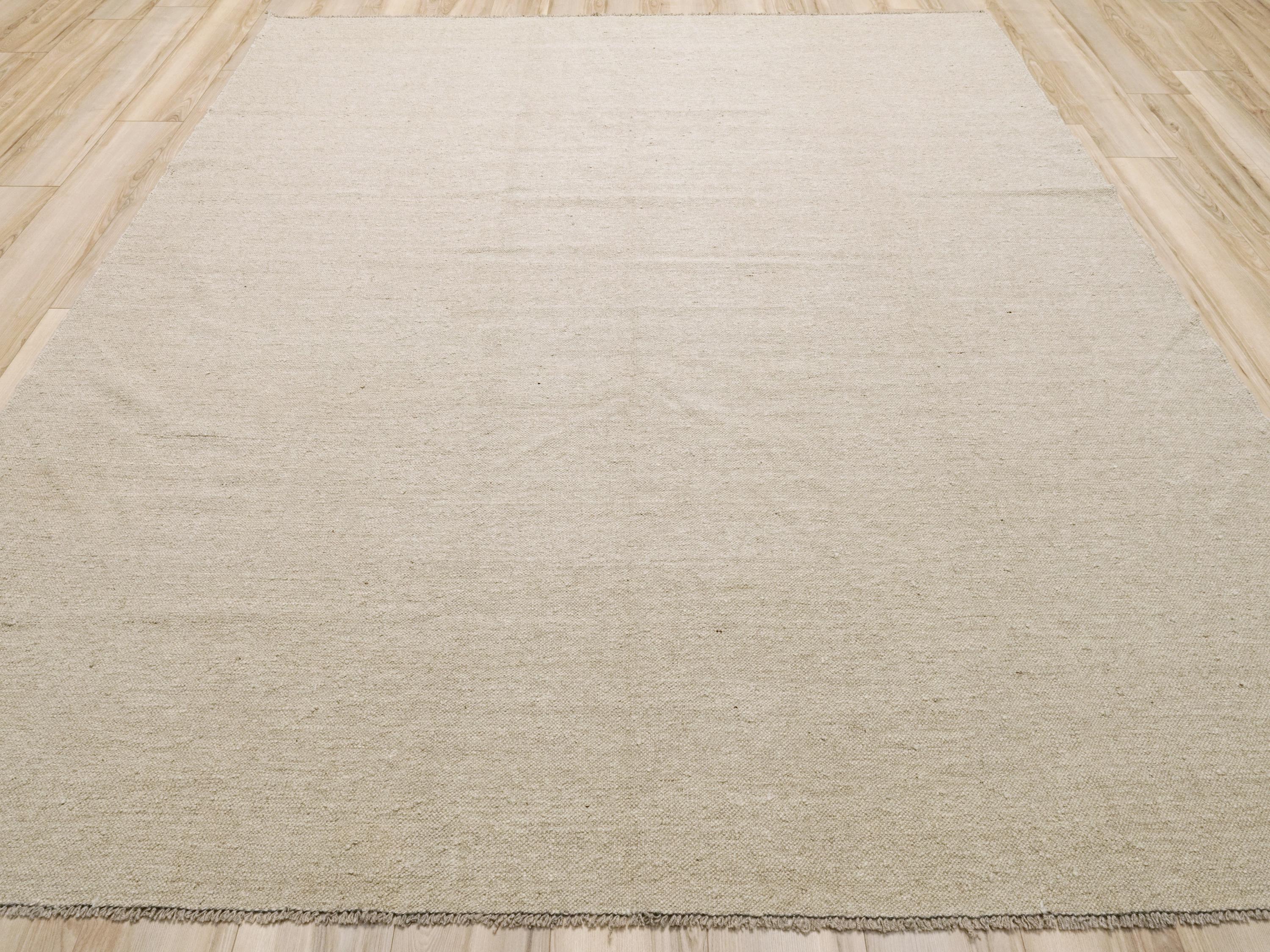 8x10 Ft Beige Kilim Rug - Handwoven Afghan Flatweave