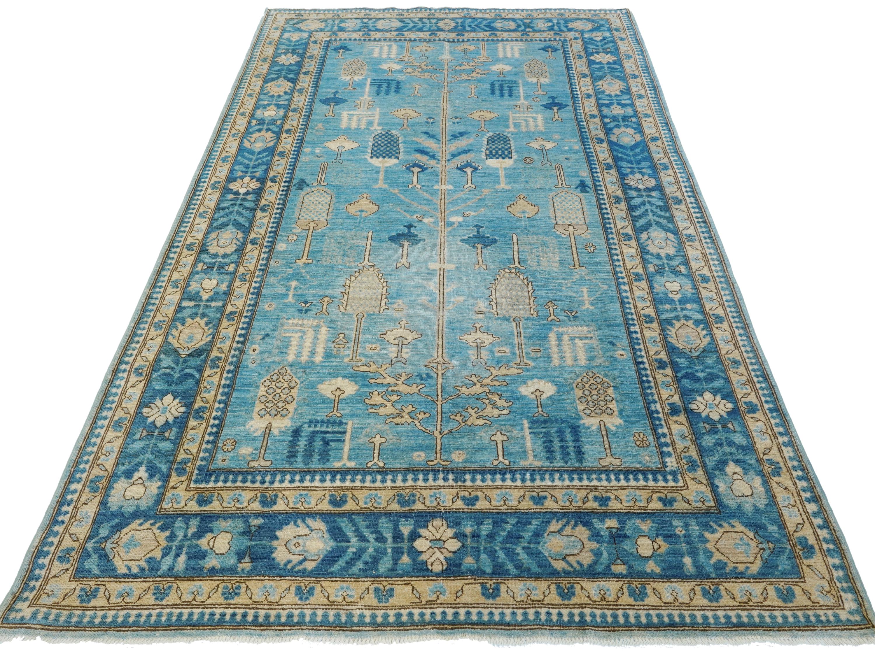 5x8 Ft Blue Heriz Rug - Afghan Wool Antique Rug