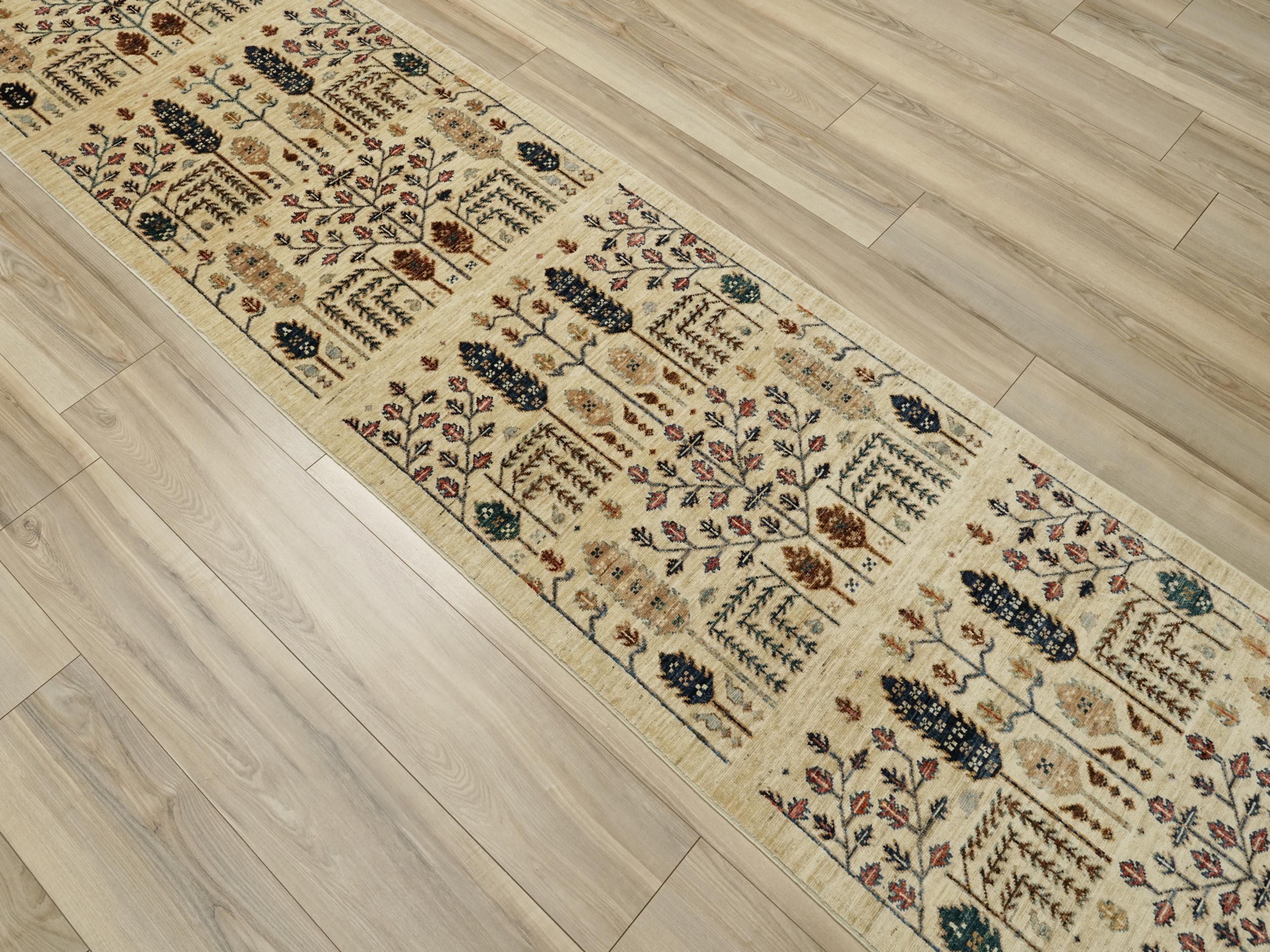 15 Ft Beige Serapi Runner Rug - Handmade Afghan Rug - Persian Design