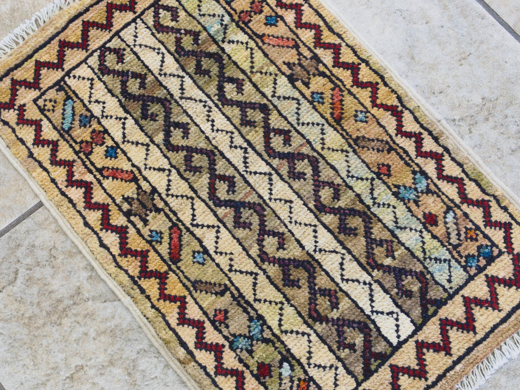 1x2 Ft Beige Khorjin Rug - Wool Accent Rug