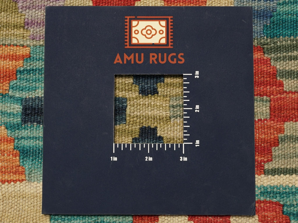 10 Ft Handwoven Wool Kilim Runner Rug - Traditional Afghan Hallway Rug