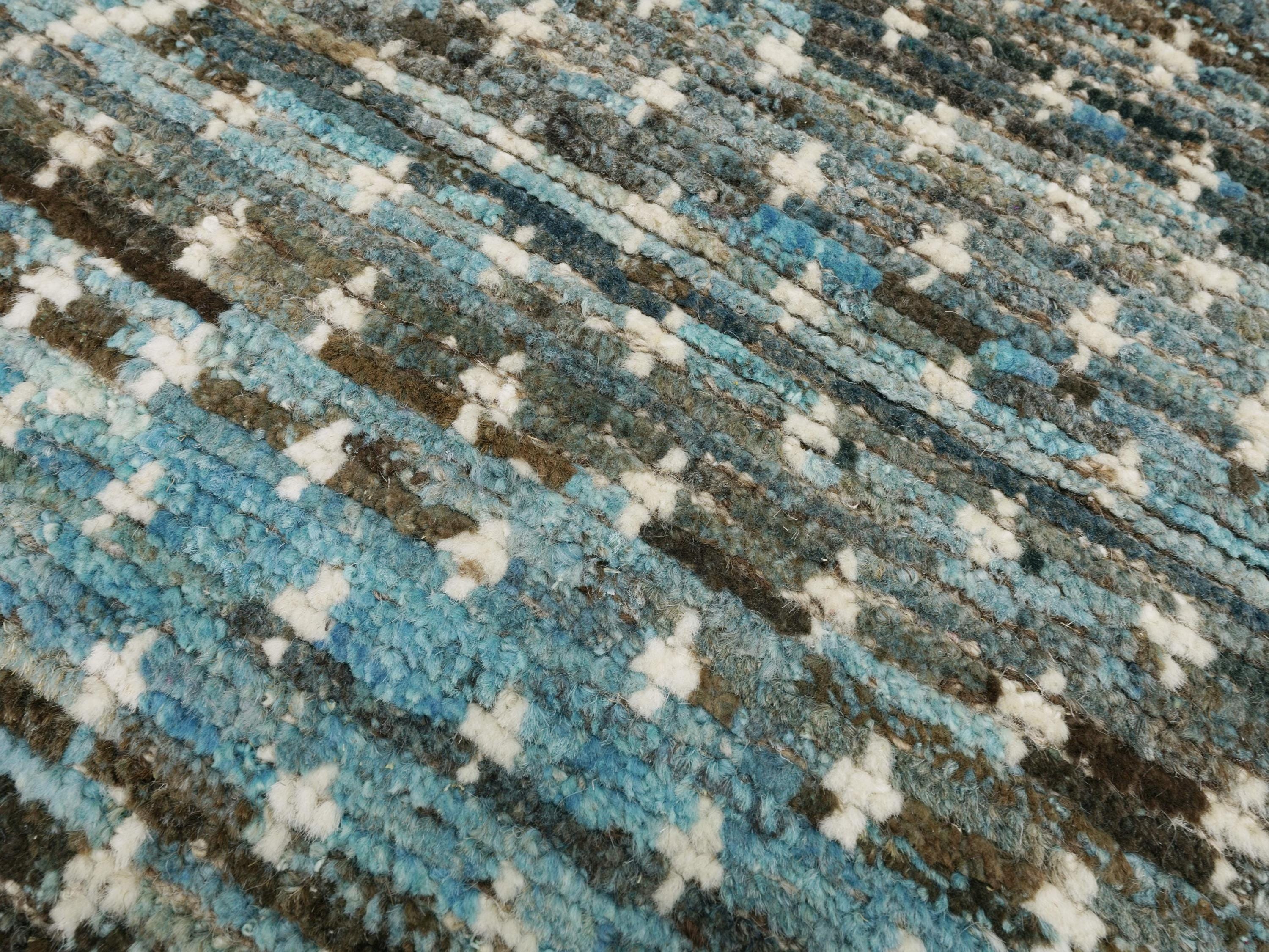 3x5 Ft Cyan Moroccan Rug - Hand Knotted Area Rug