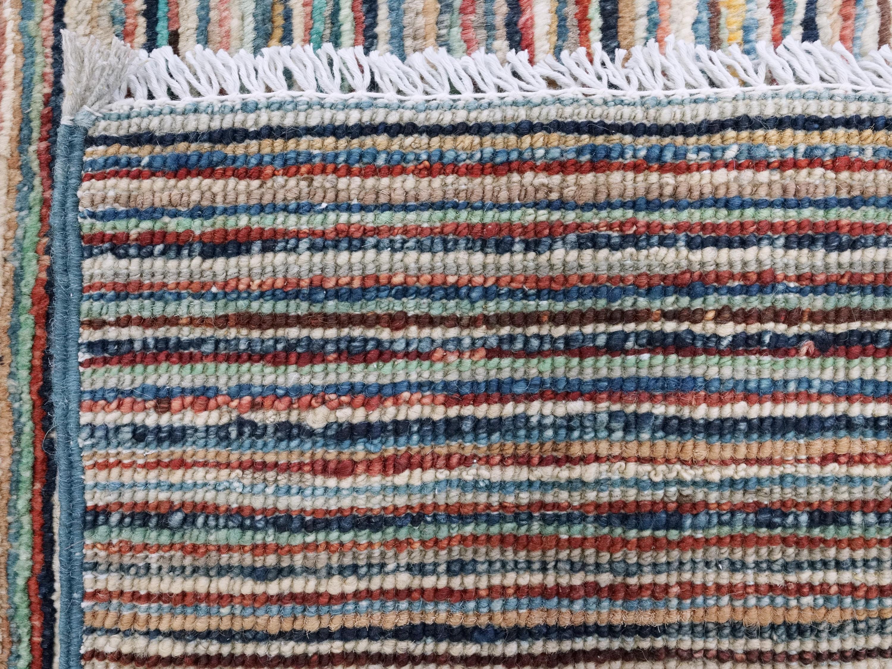 7x10 Multicolor Gabbeh Rug - Afghan Wool Area Rug - Contemporary Design
