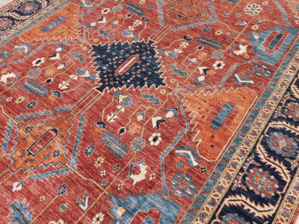 8x12 Ft Red Heriz Rug - Afghan Wool Oriental Rug