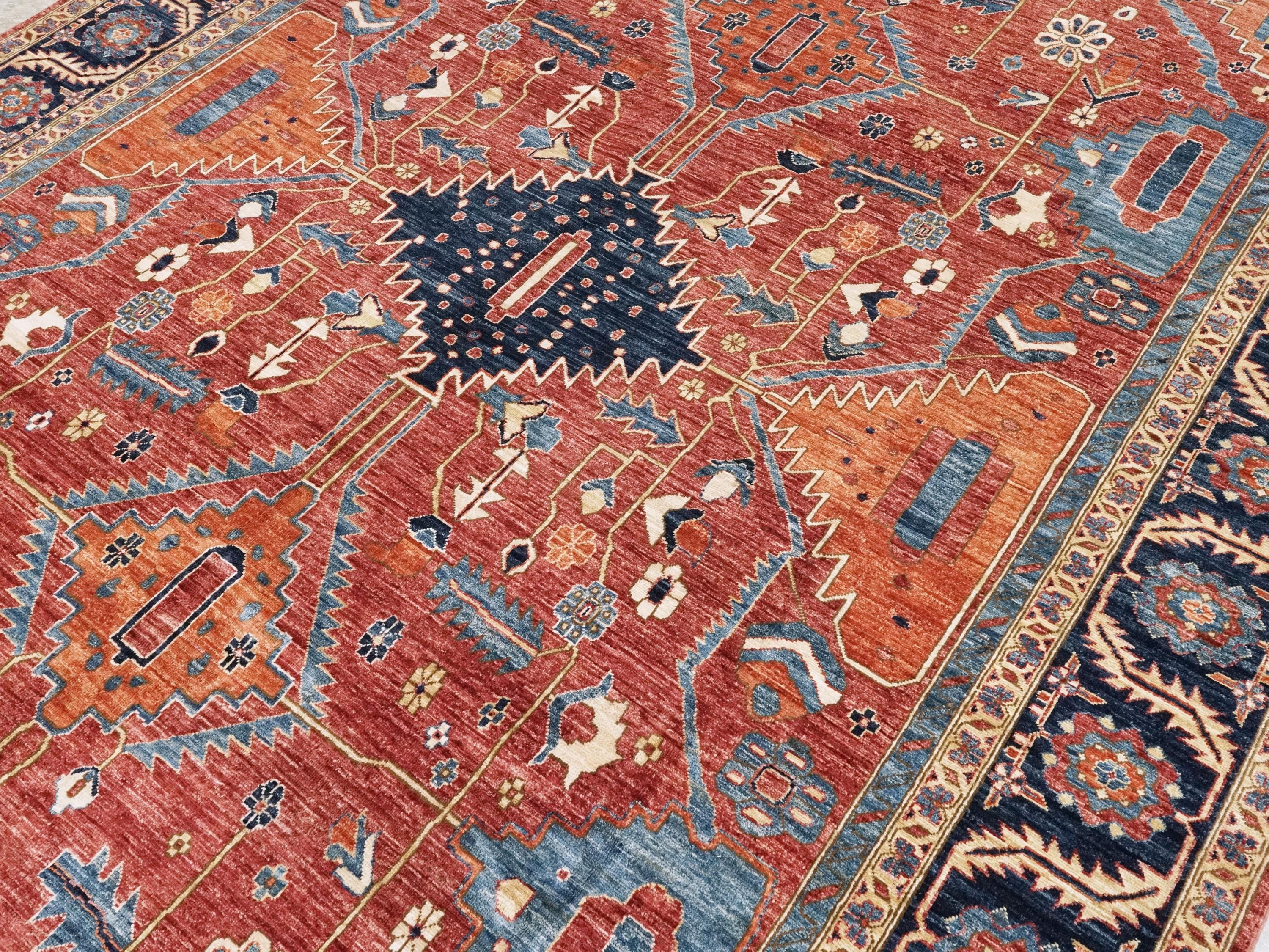 8x12 Ft Red Heriz Rug - Afghan Wool Oriental Rug