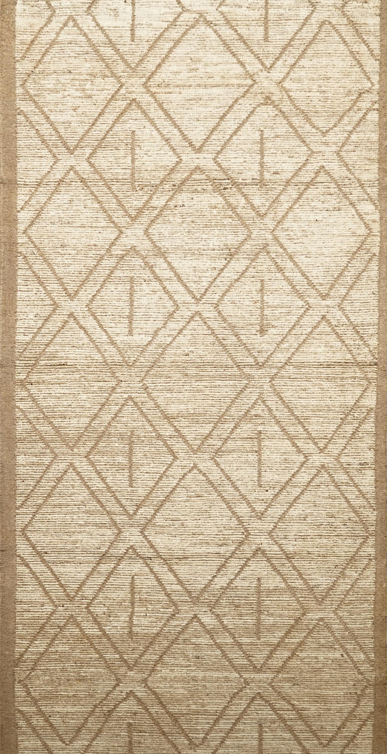 10 Ft Beige Moroccan Runner Rug - Afghan Handmade Hallway Rug