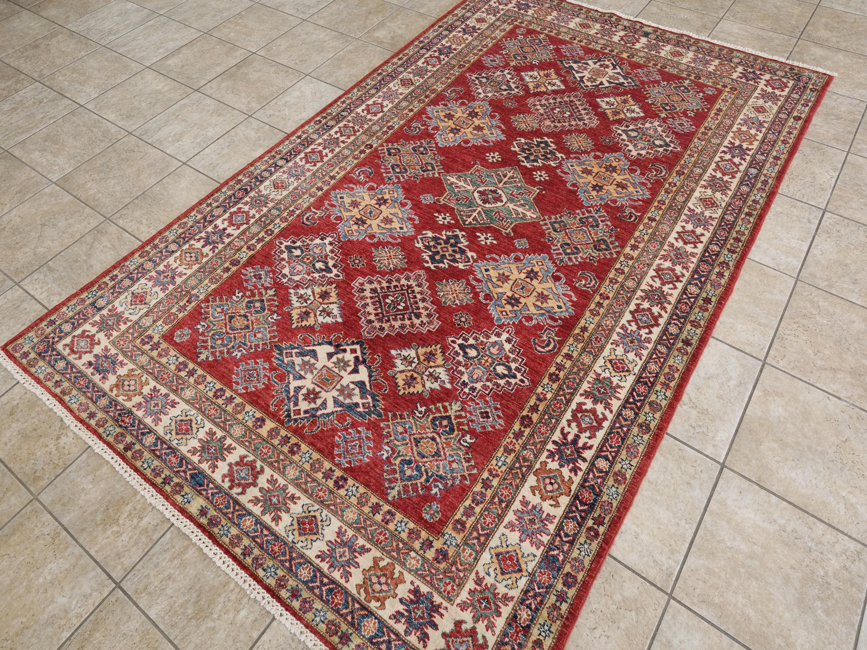 6x9 Ft Red Super Kazak Rug - Hand Knotted Wool Persian Rug