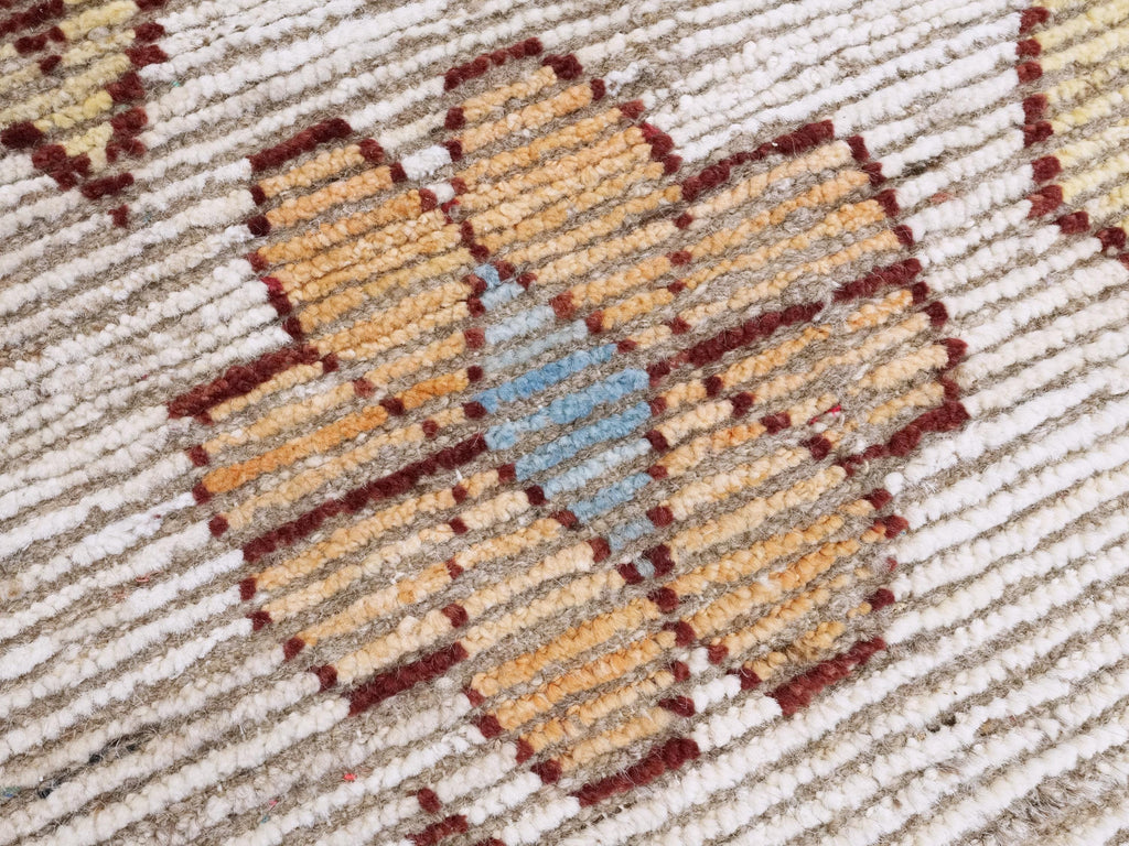 Handmade Beige Moroccan Rug: 6x9 Afghan Wool Floral Area Rug