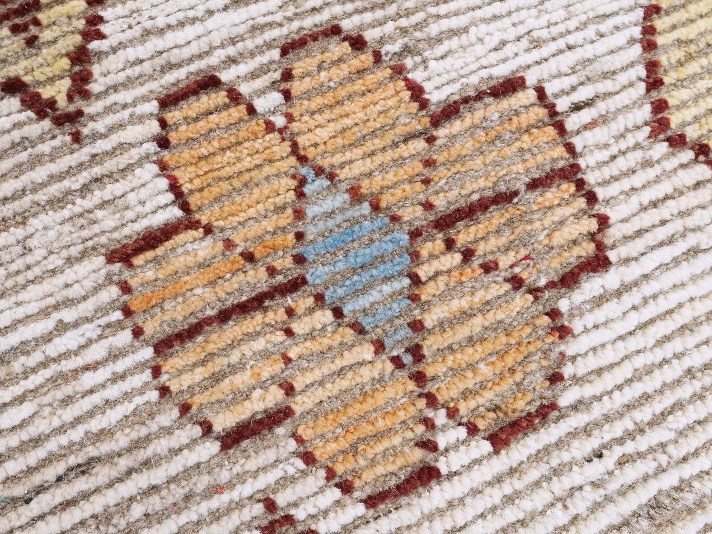 Handmade Beige Moroccan Rug: 6x9 Afghan Wool Floral Area Rug