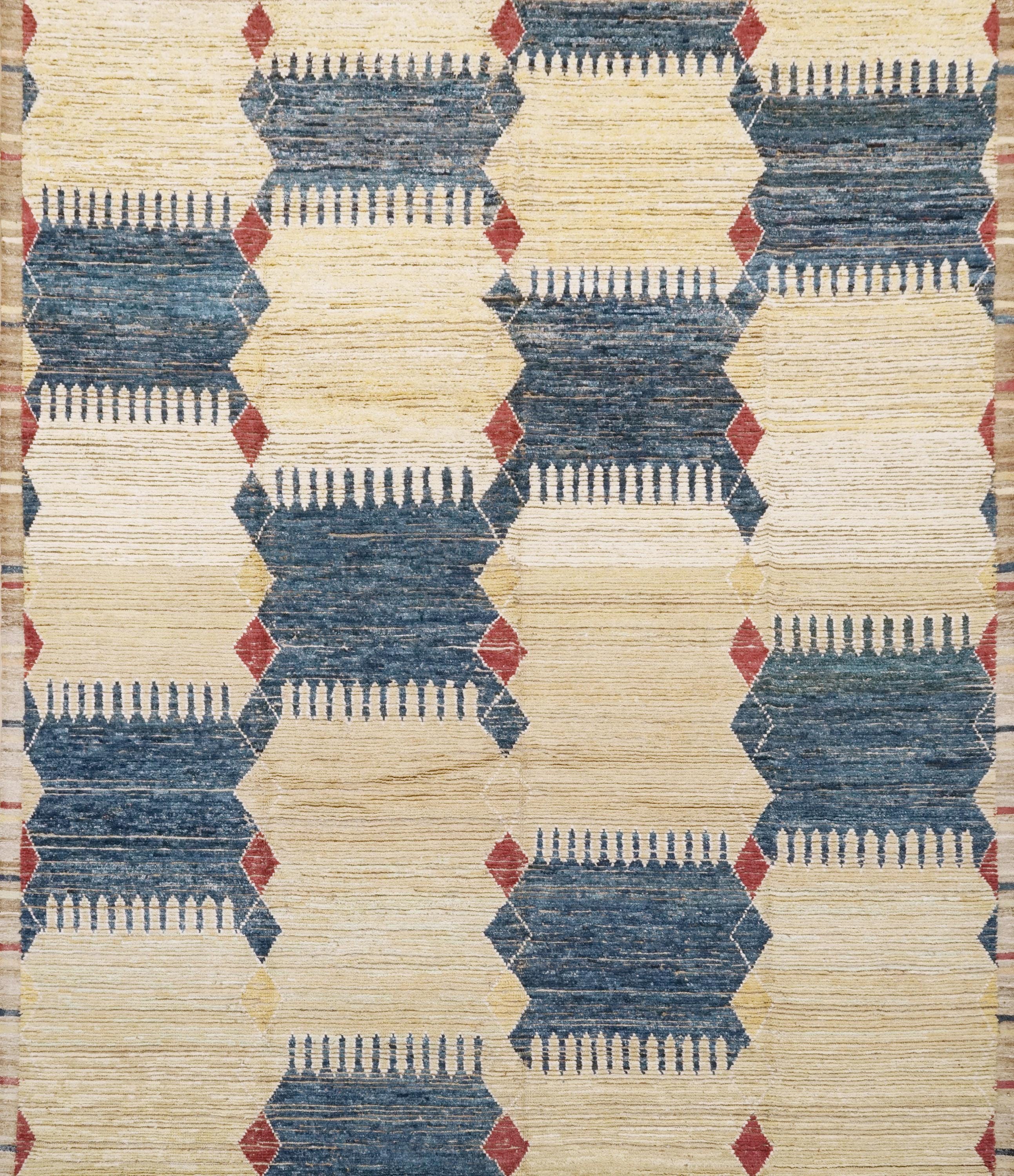 8x10 Ft Yellow & Blue Moroccan Rug - Afghan Wool Rug