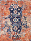 9x12 Ft Red & Blue Heriz Rug - Hand Knotted Transitional Rug