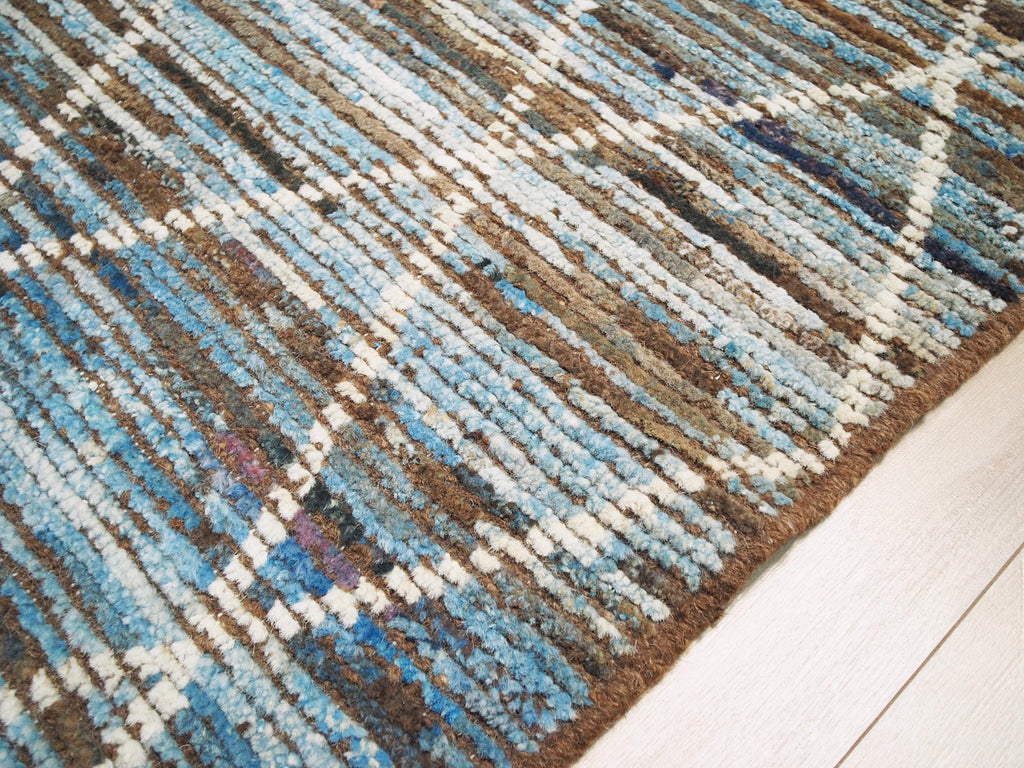 4x6 Ft Blue Moroccan Rug - Hand Knotted Wool Area Rug