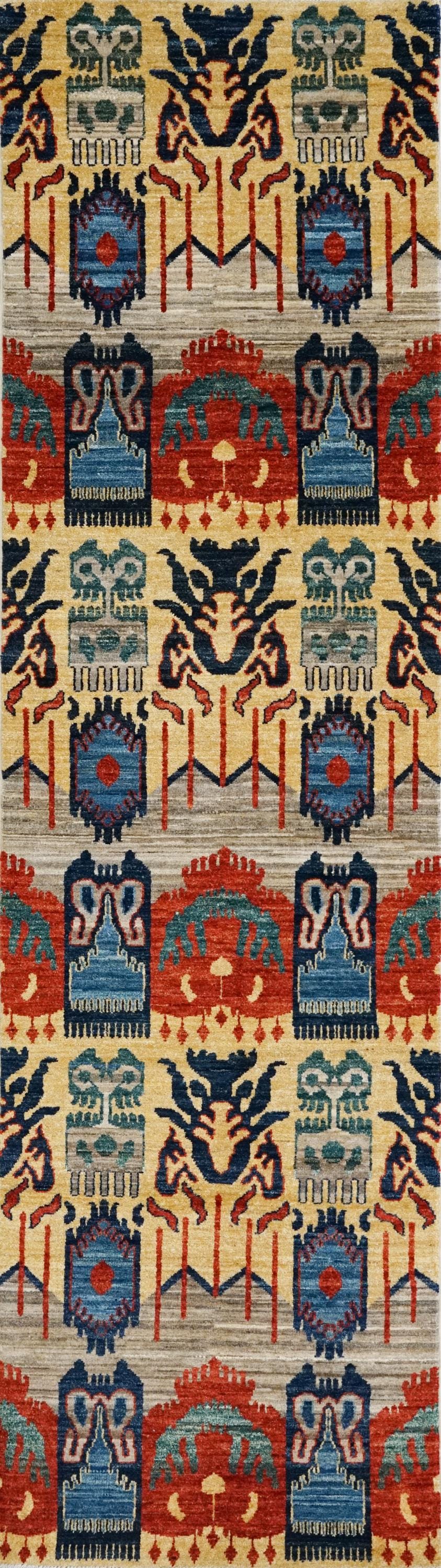 10 Ft Colorful Gabbeh Runner Rug - Hand Knotted Wool Hallway Rug