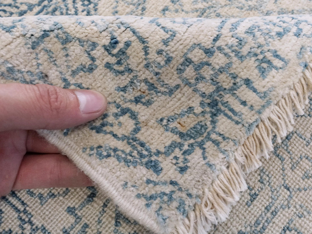 10 Ft White Gabbeh Runner Rug - Afghan Wool Hallway Rug
