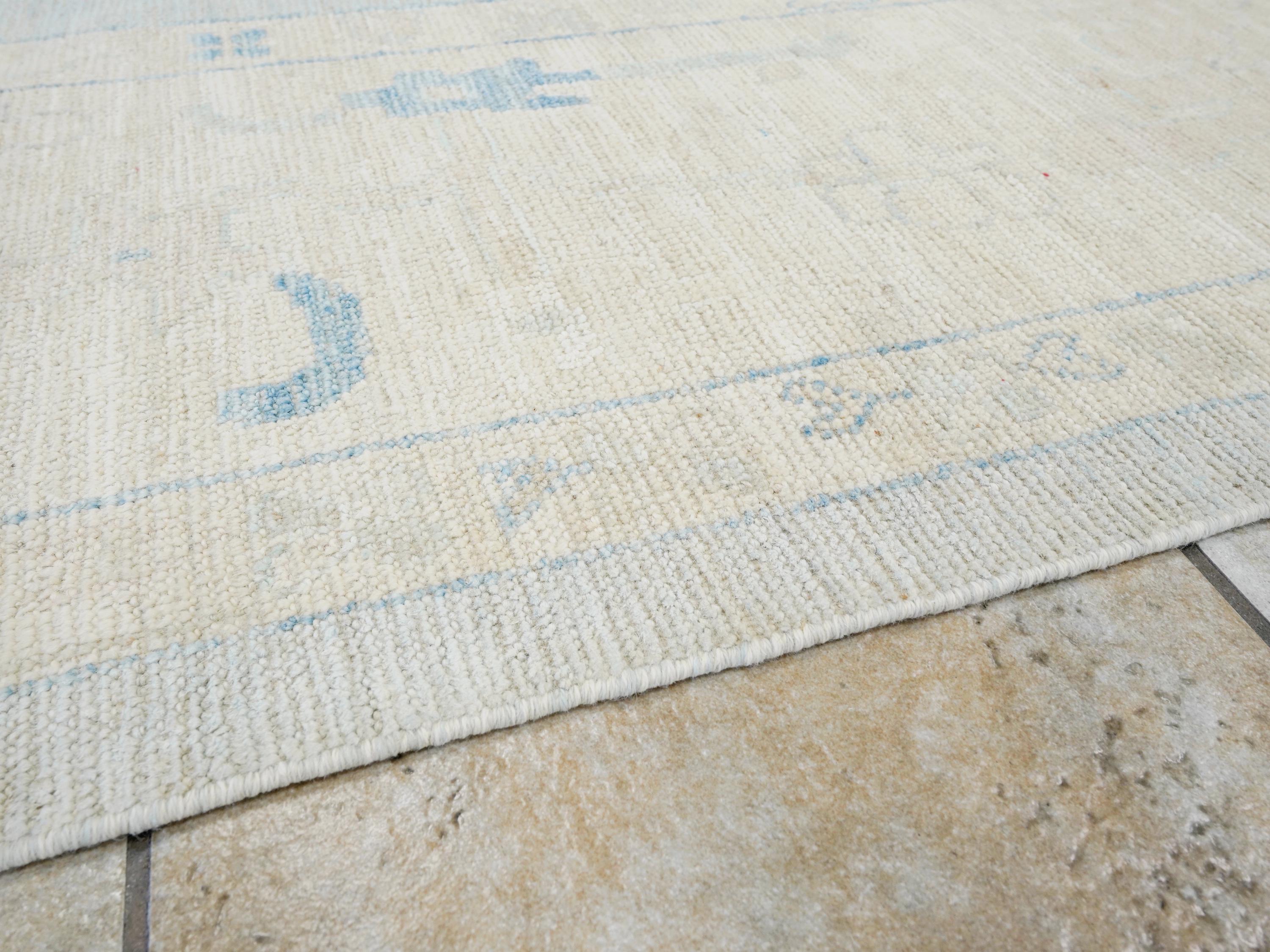 10x14 Ft Muted Blue Ushak Rug - Hand Knotted Wool Area Rug