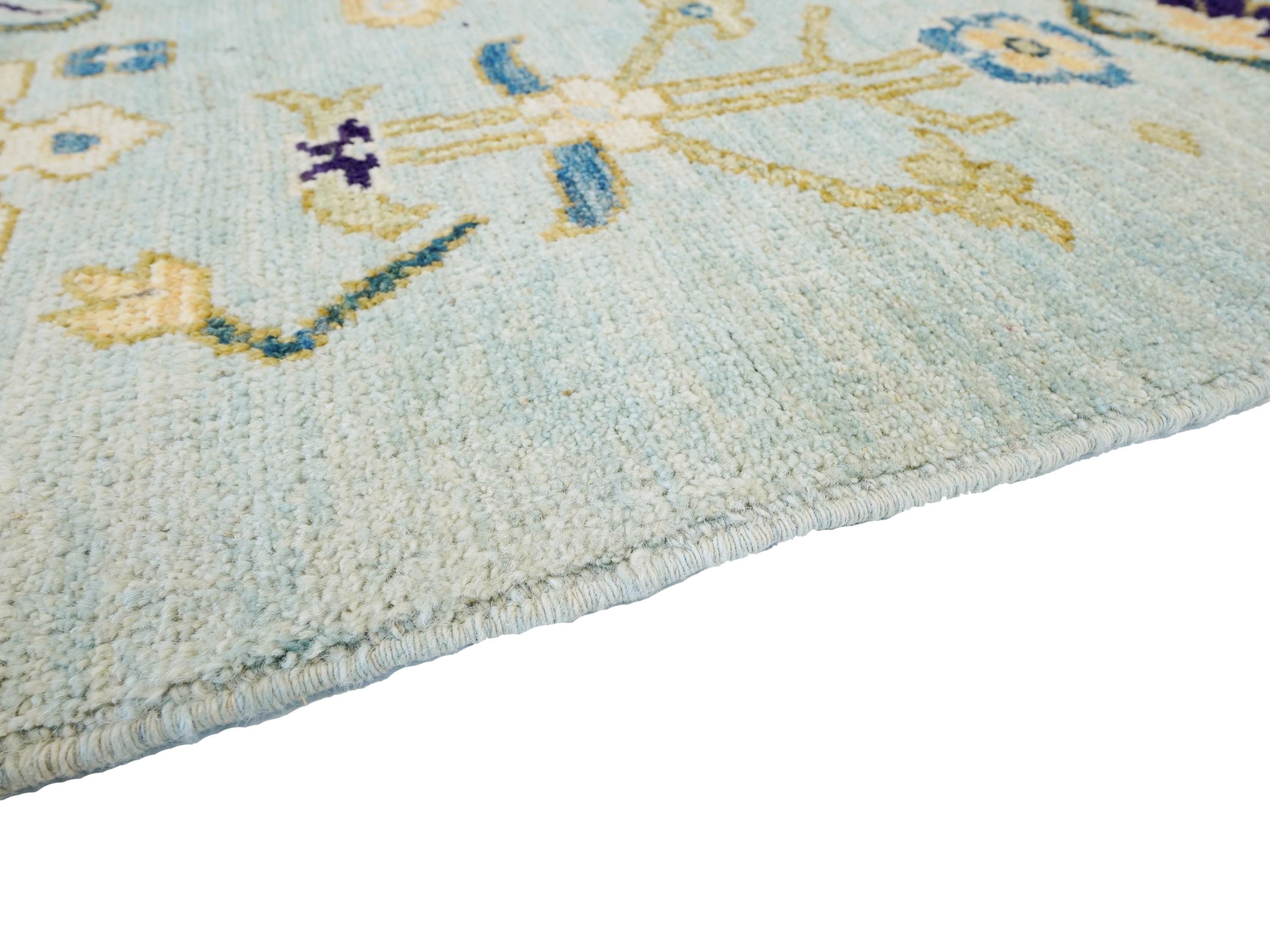 9x12 Ft Light Green Ushak Rug - Hand Knotted Afghan Oriental Rug