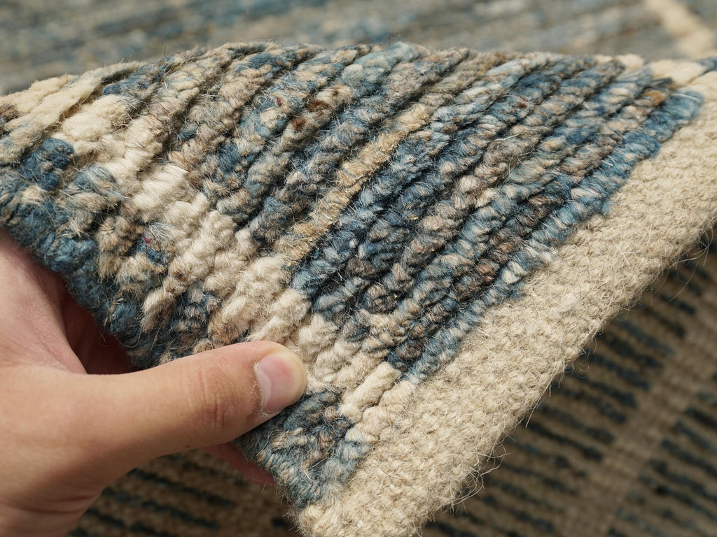 13 Ft Blue Moroccan Runner Rug - Hand Knotted Afghan Rug