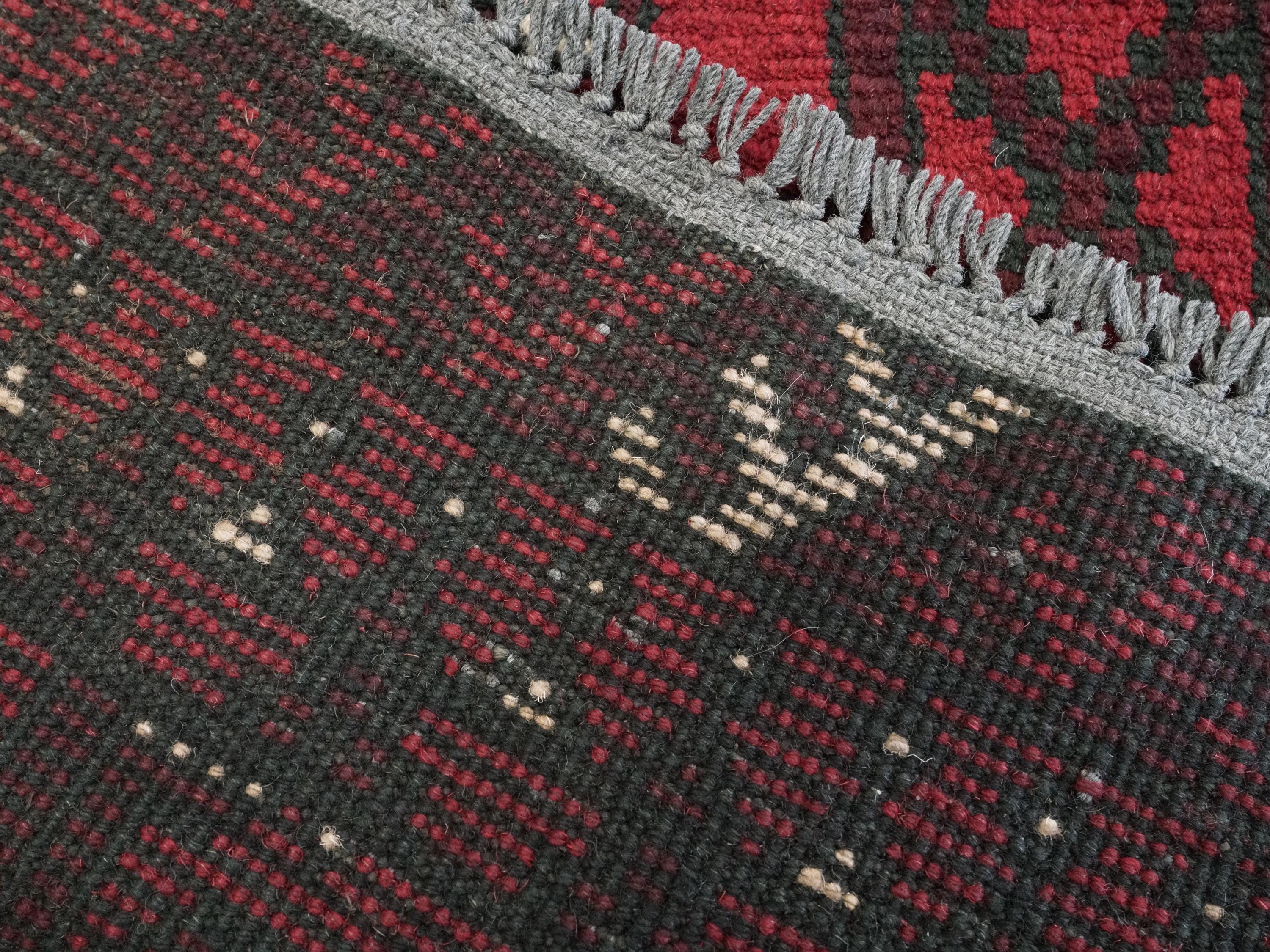 2x3 Ft Red Ersari Rug - Hand Knotted Afghan Wool Rug
