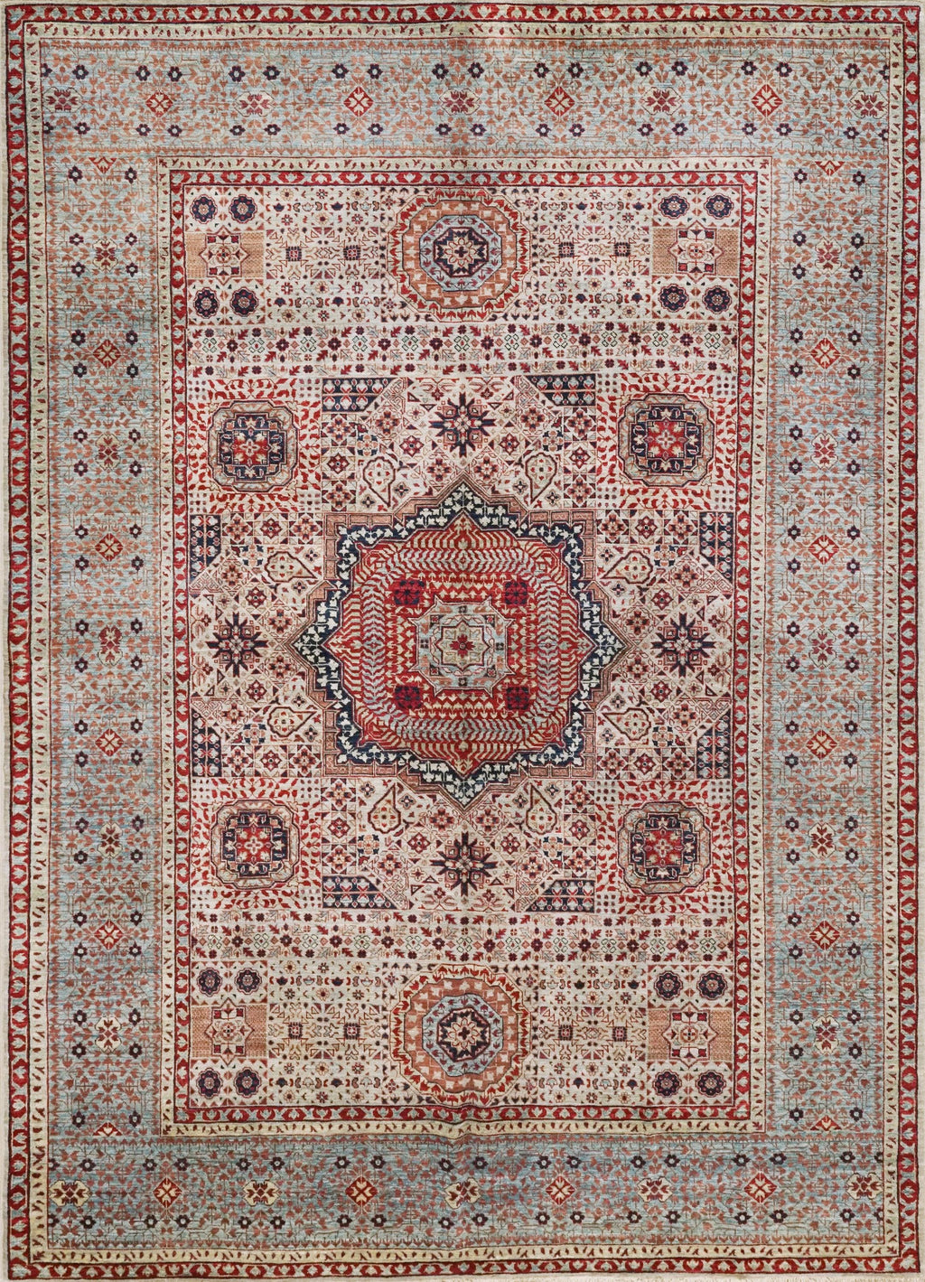 6x9 Ft Red Mamluk Rug - Hand Knotted Oriental Rug